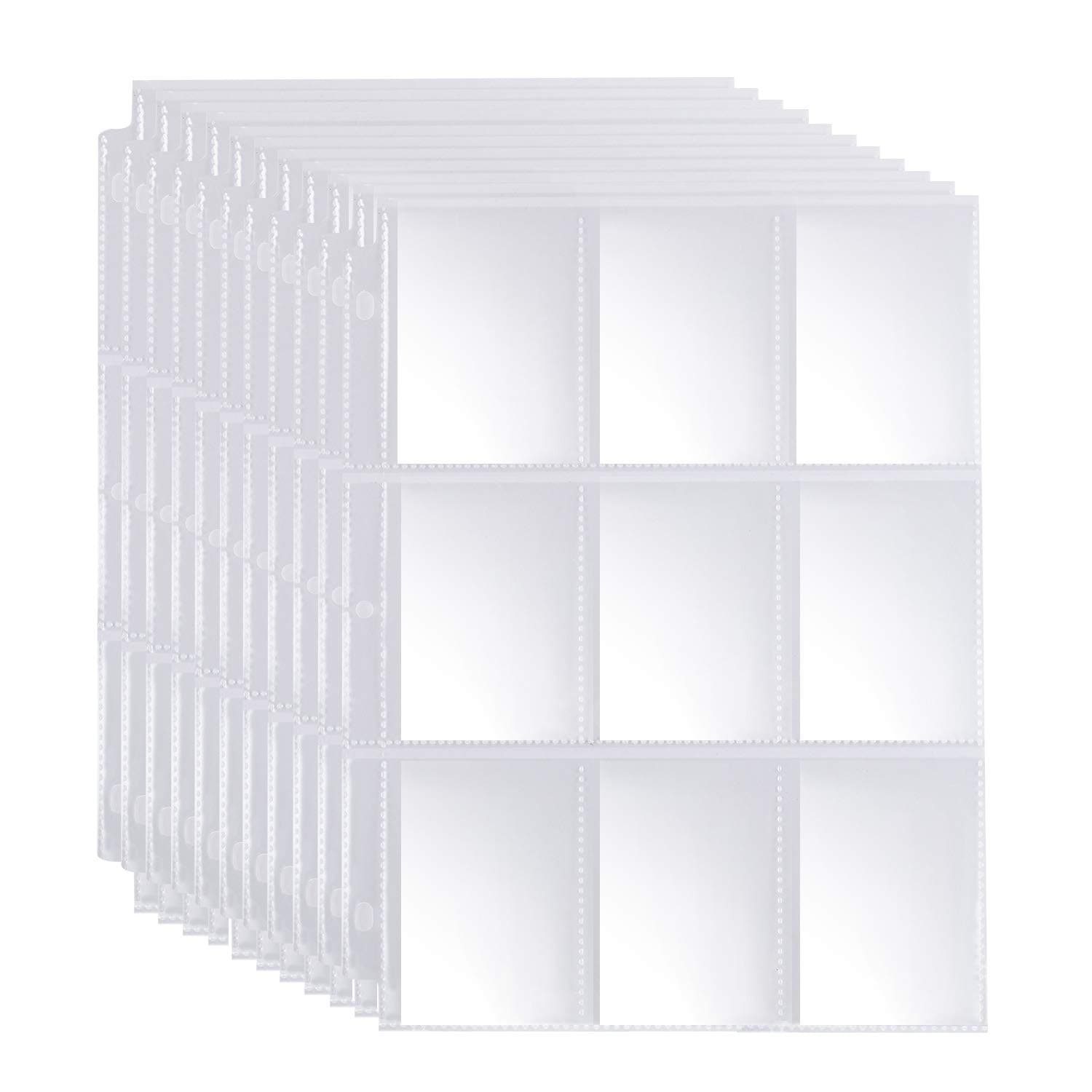 JIQEZNL 1440 Pockets Premium Double Side Baseball Card Sleeves Pages for 3 Ring Binder, 9 Pocket Card Sheets Protectors for Standard Pokemon, Sports, Yugioh, Business Cards
