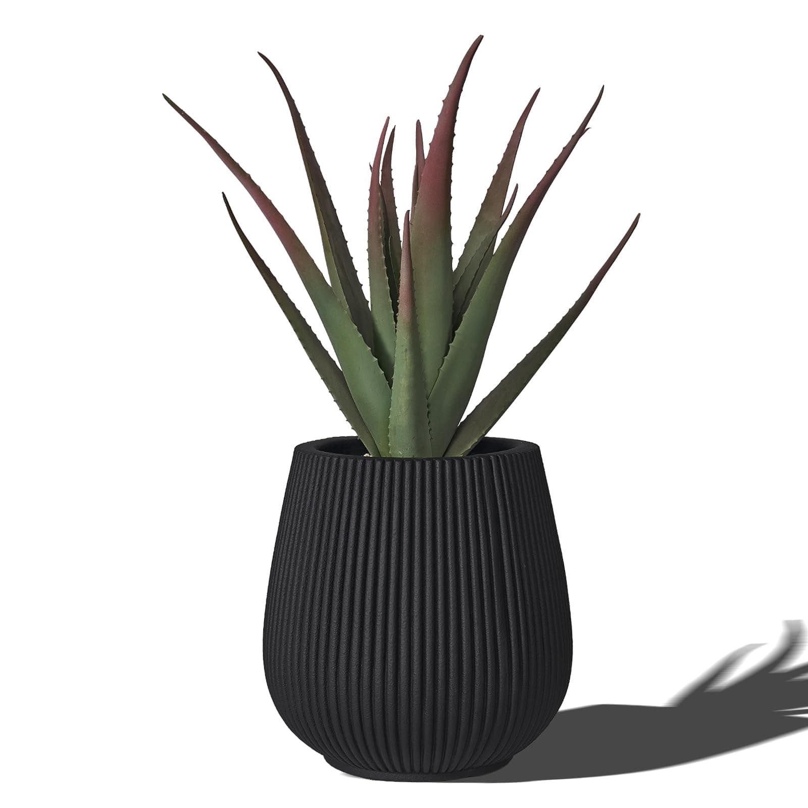 TerraDeco 16" Pear-Shaped Fluted Planter - Handmade Fiberglass Composite