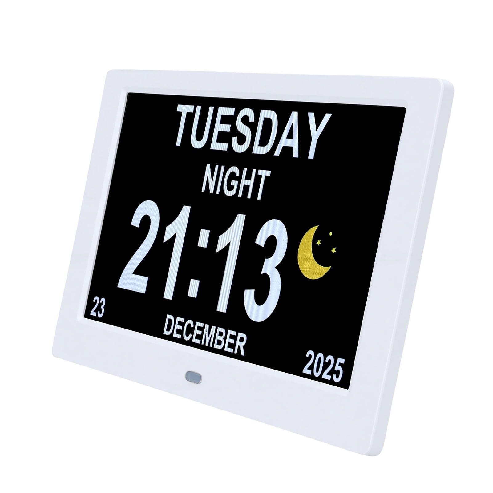 Karlak HD Screen 8" Digital Calendar Clock with Unlimited Alarms and Auto Brightness Adjustment for Home or Office Use