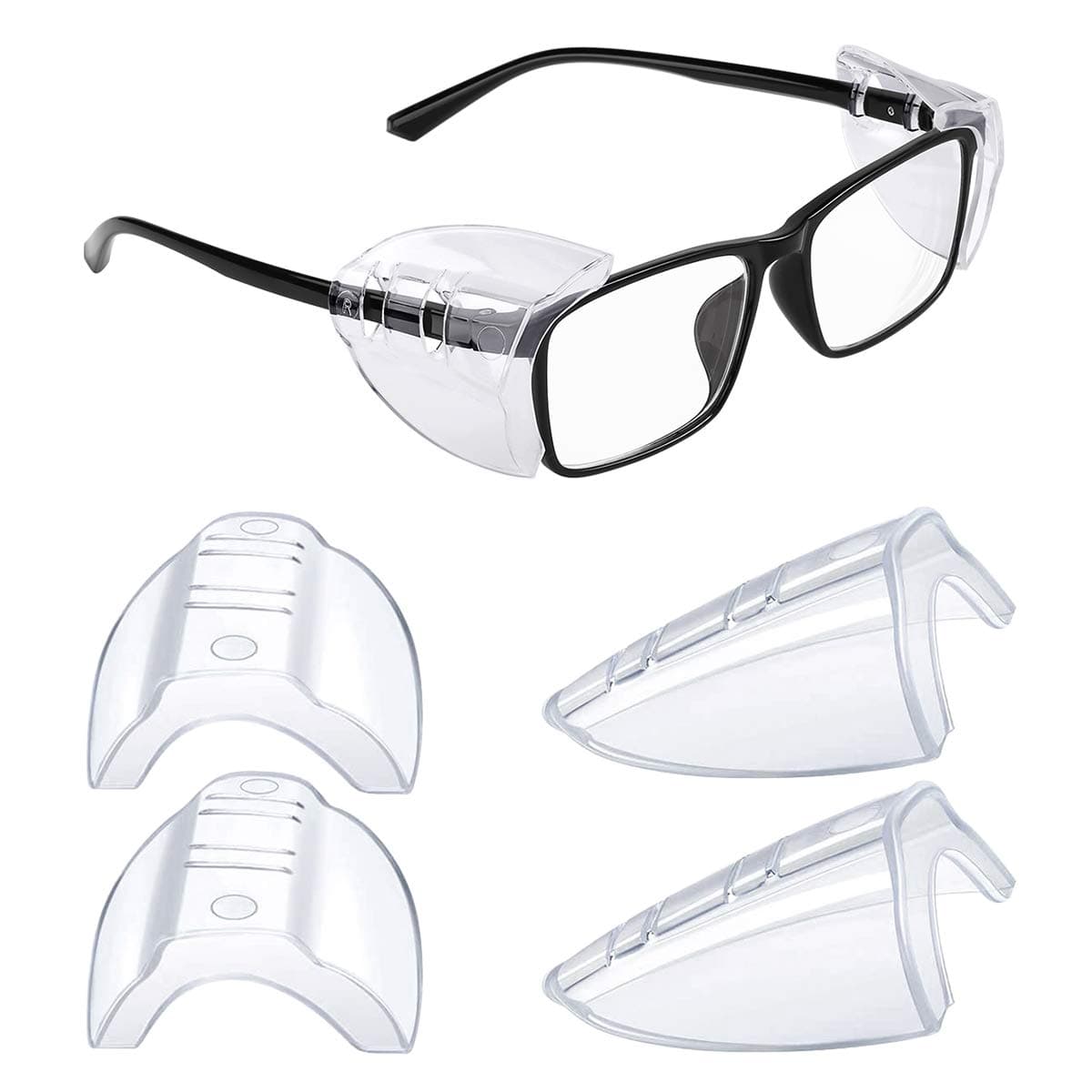 2 Pairs Safety Glasses Side Shields, Slip on Clear Side Shields for Glasses Eye Protection Lunette, Fits Small to Medium Eyeglasses clip on (2)