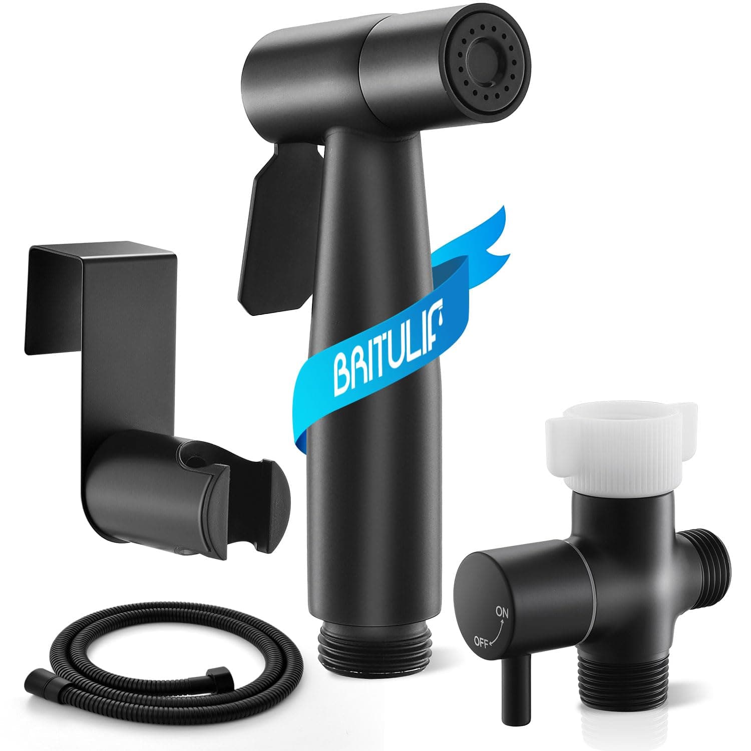 BRITULIF Bidet Sprayer Kit for Toilet, Adjustable Pressure, Matte Black