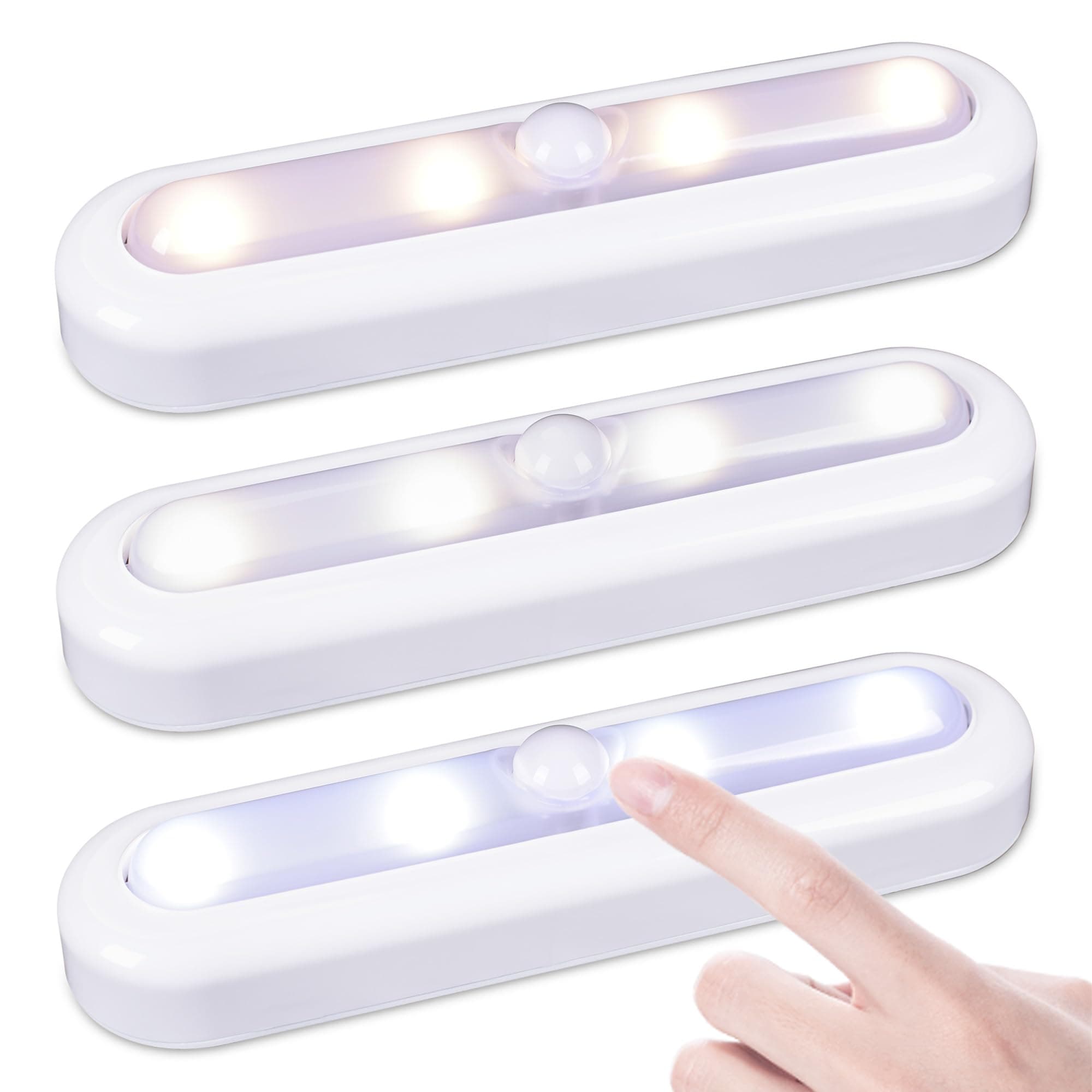 STAR-SPANGLED 7” Dimmable LED Stick on Push Tap Lights AAA Battery, 3 Pack