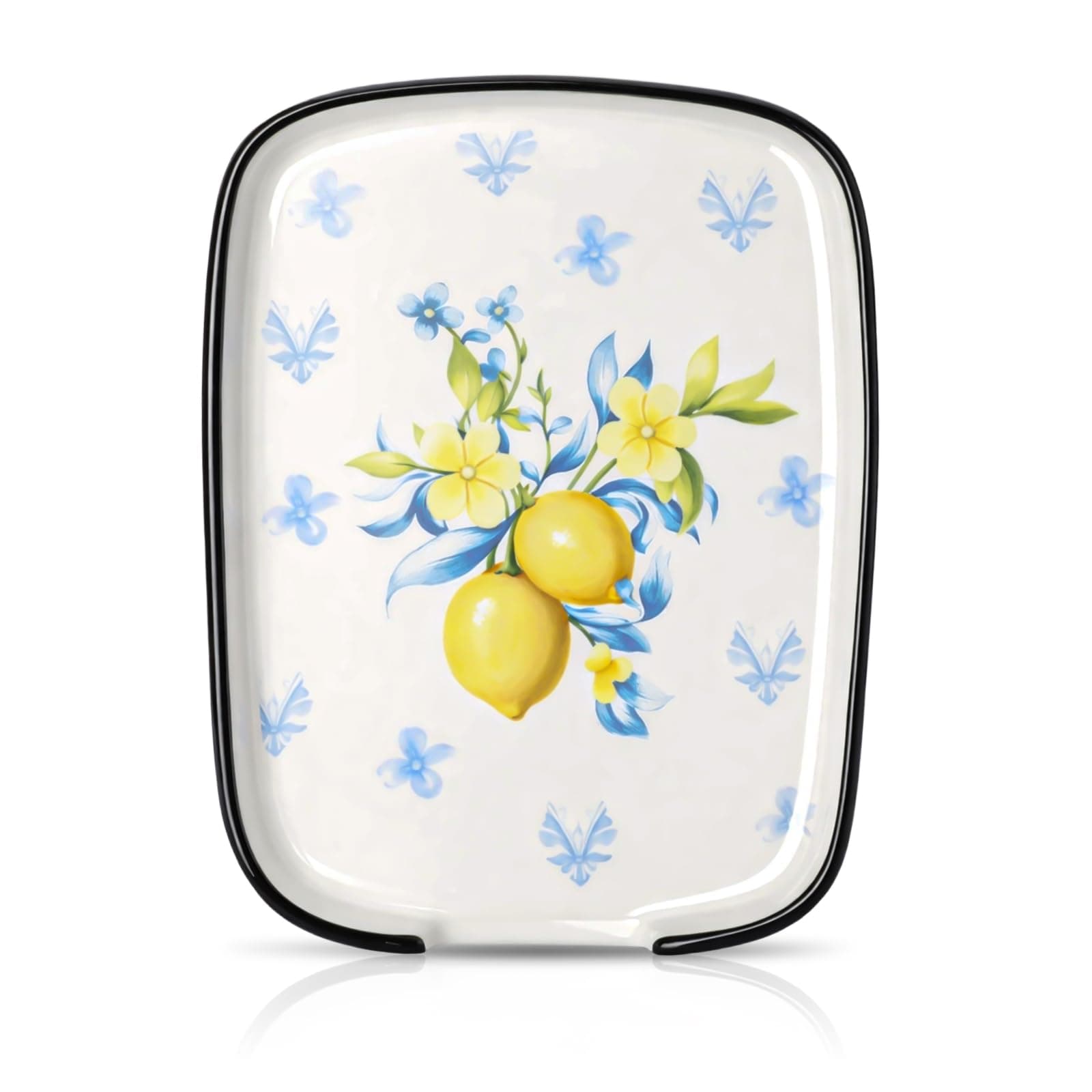 Teenyyou Lemon Ceramic Spoon Rest Farmhouse Spoon Rest Cooking Utensils Holder Dishwasher Safe for Stove Top Housewarming Gift Kitchen Decorations