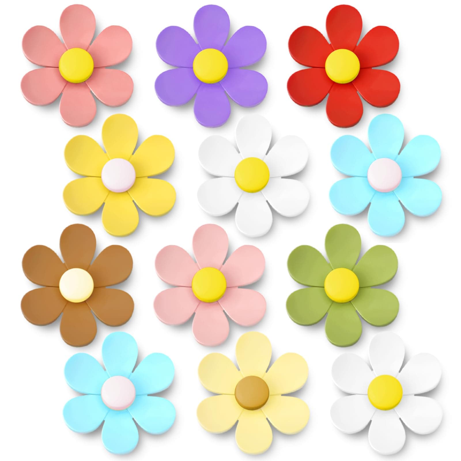 Qualsen Fridge Magnets Cute, 12pcs Flower Small Magnets for Whiteboards
