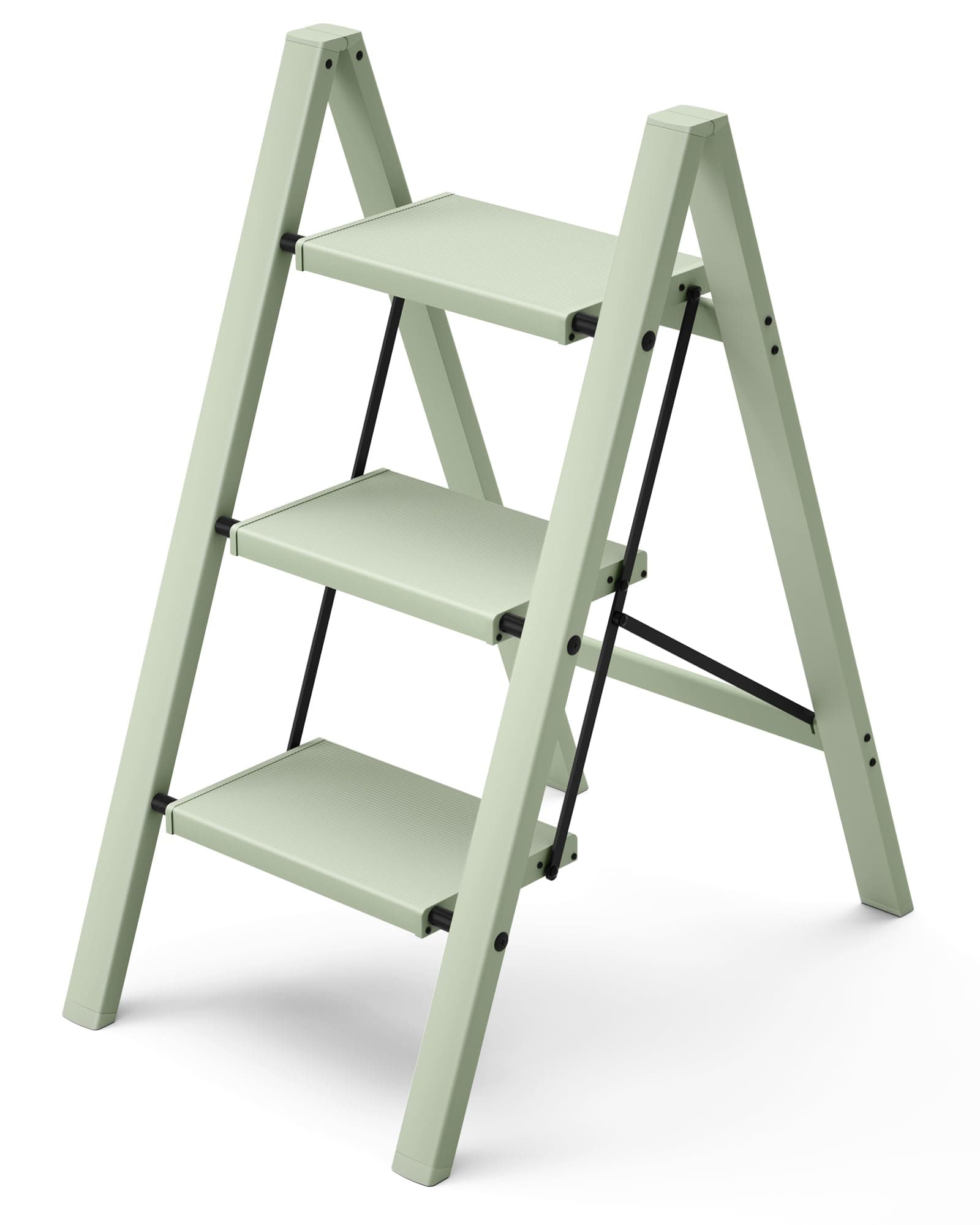 HillhutApex 3 Step Stool,Aluminum Step Ladder, Escabeau(Pale Green)