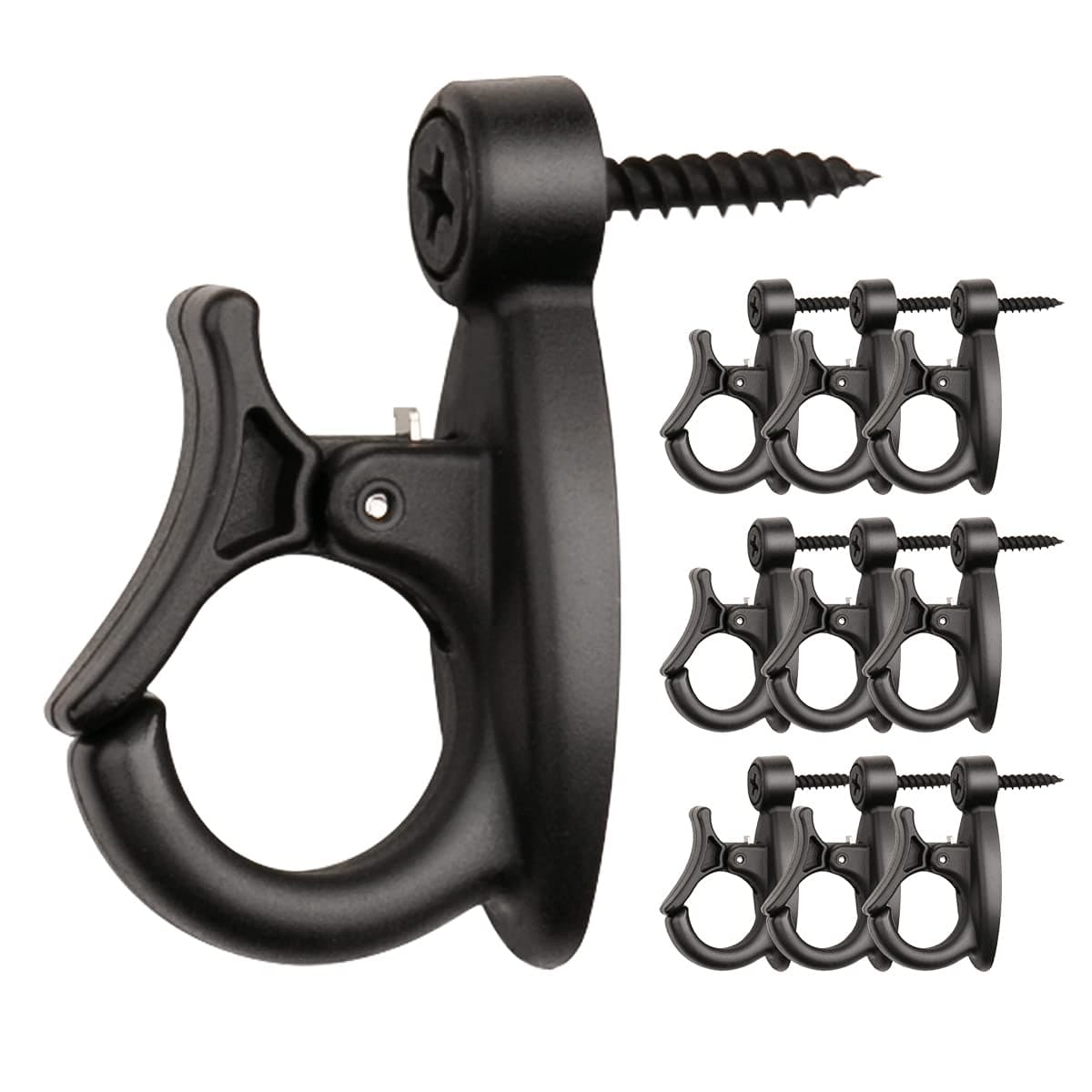 GEZIDEA Light Hanger Hooks,Q-Hanger Hooks for Hanging String Lights and Wire,Wind Chimes,Black,Box of 20 Pieces