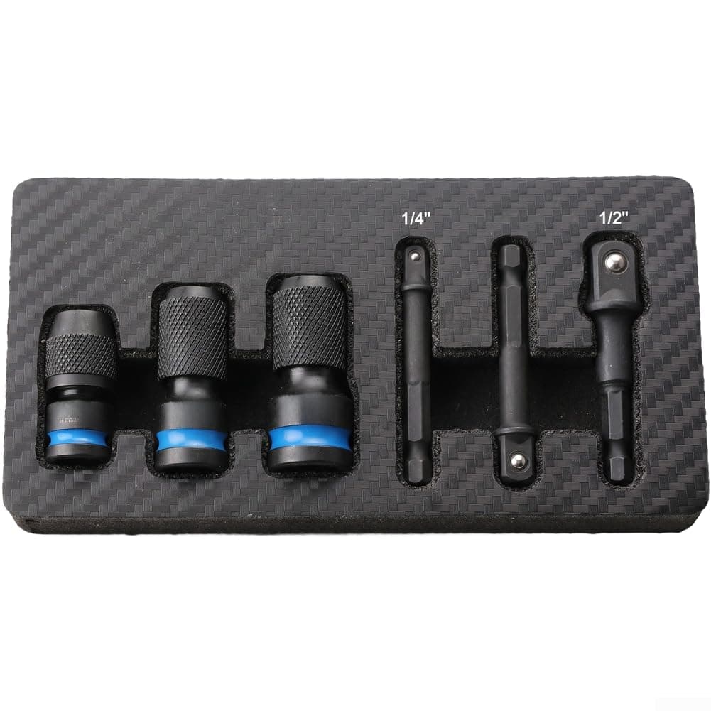 Steckdosenadapter Set 3-teilig 1/2 zu 1/4 Zoll Hex Schaft aus Chrom-Vanadium-Stahl für Schlagbohrer und Akkuschrauber mit Schwarzphosphat-Beschichtung und langlebig für Werkstatt und Auto