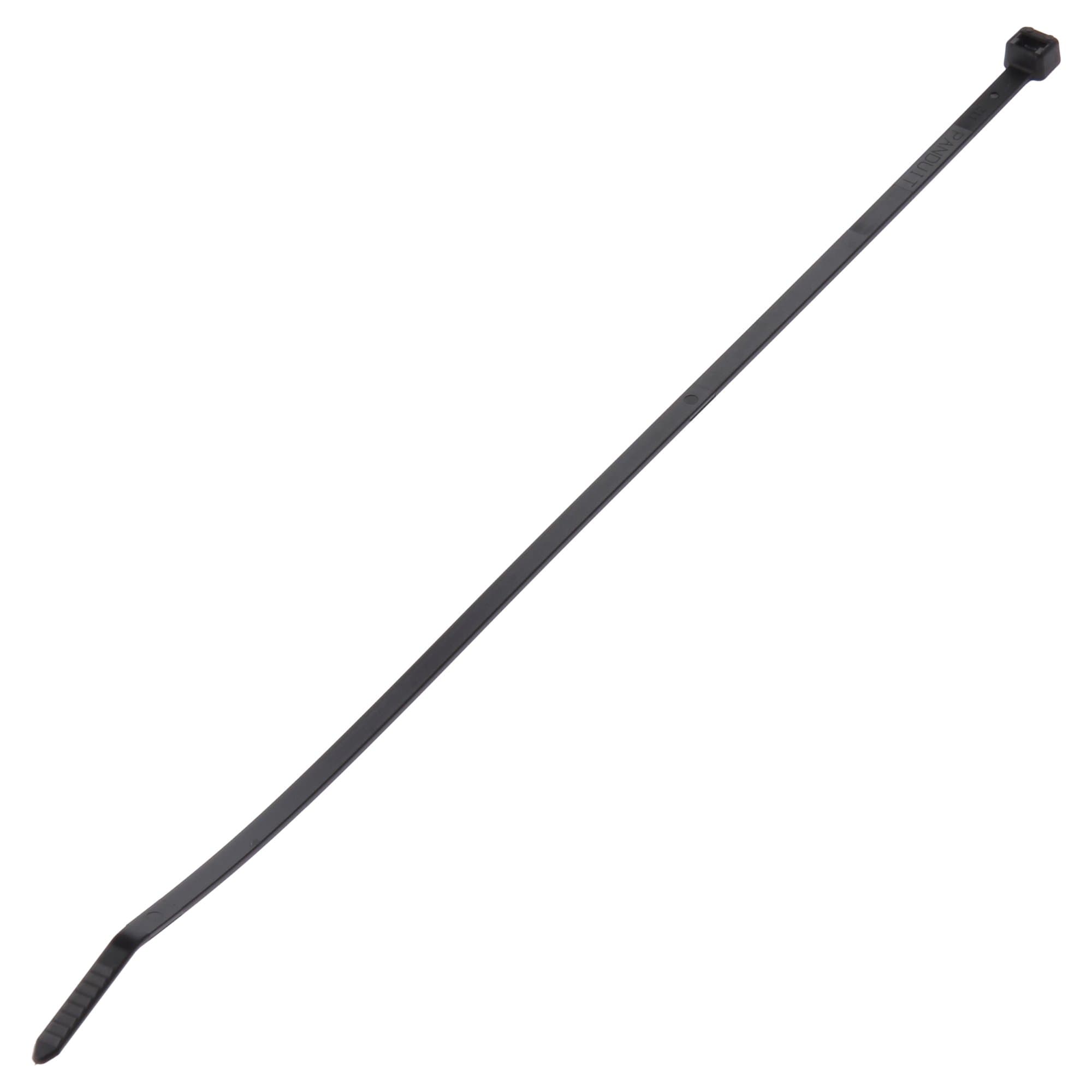 Panduit PLT2I-C0 Pan-Ty Cable Tie, Weather Resistant Nylon 6.6, Intermediate Cross Section, Curved Tip, 40lbs Min Tensile Strength, 2" Max Bundle Diameter, .045" Thickness, .142" Width, 8" Length