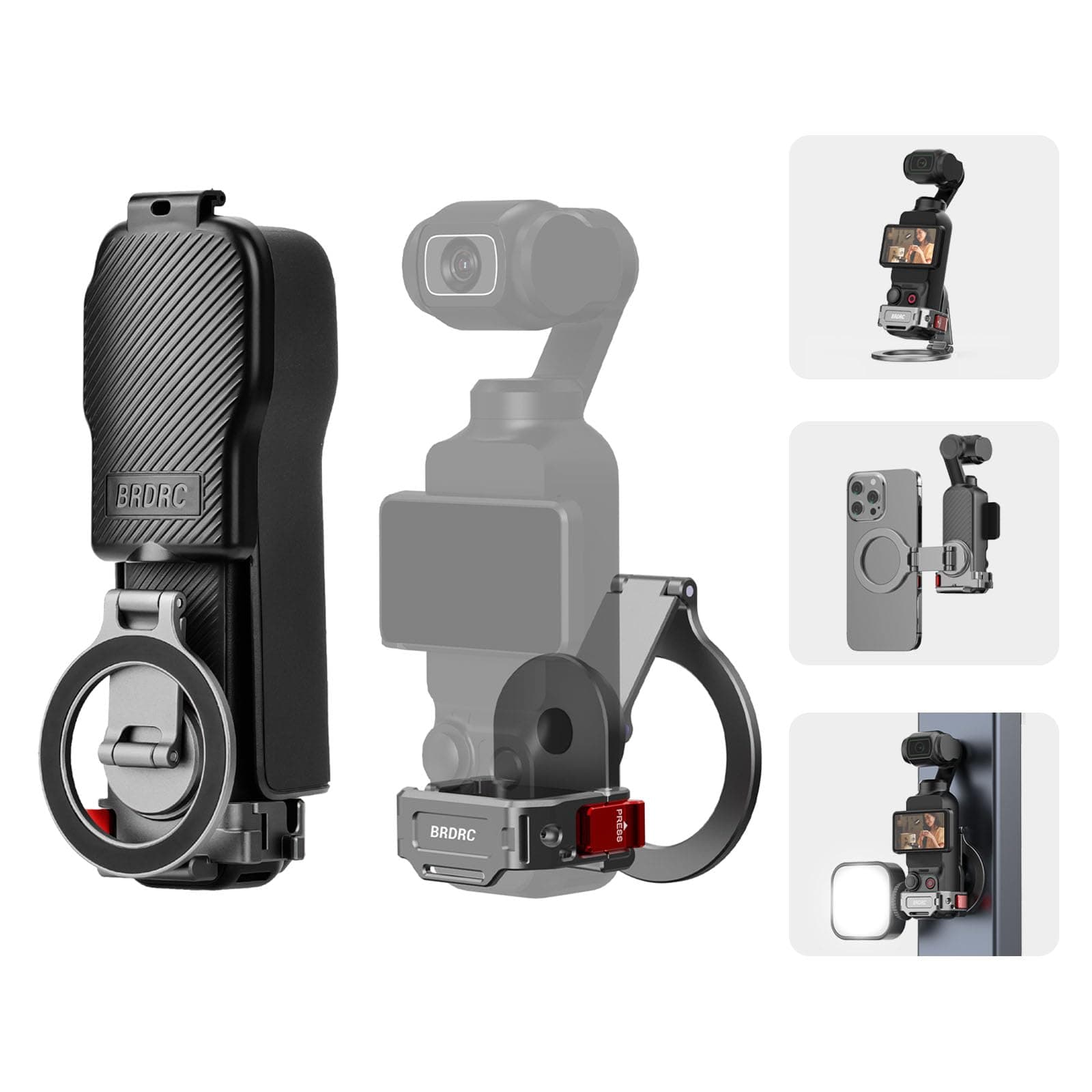 Pocket 3 Magnetic Mount, Phone Holder for Mag Safe Aluminum Alloy Magnet Expansion Adapter with Cold Shoe for DJI OSMO Pocket 3 Creator Combo Accessories (with Protective Cover)