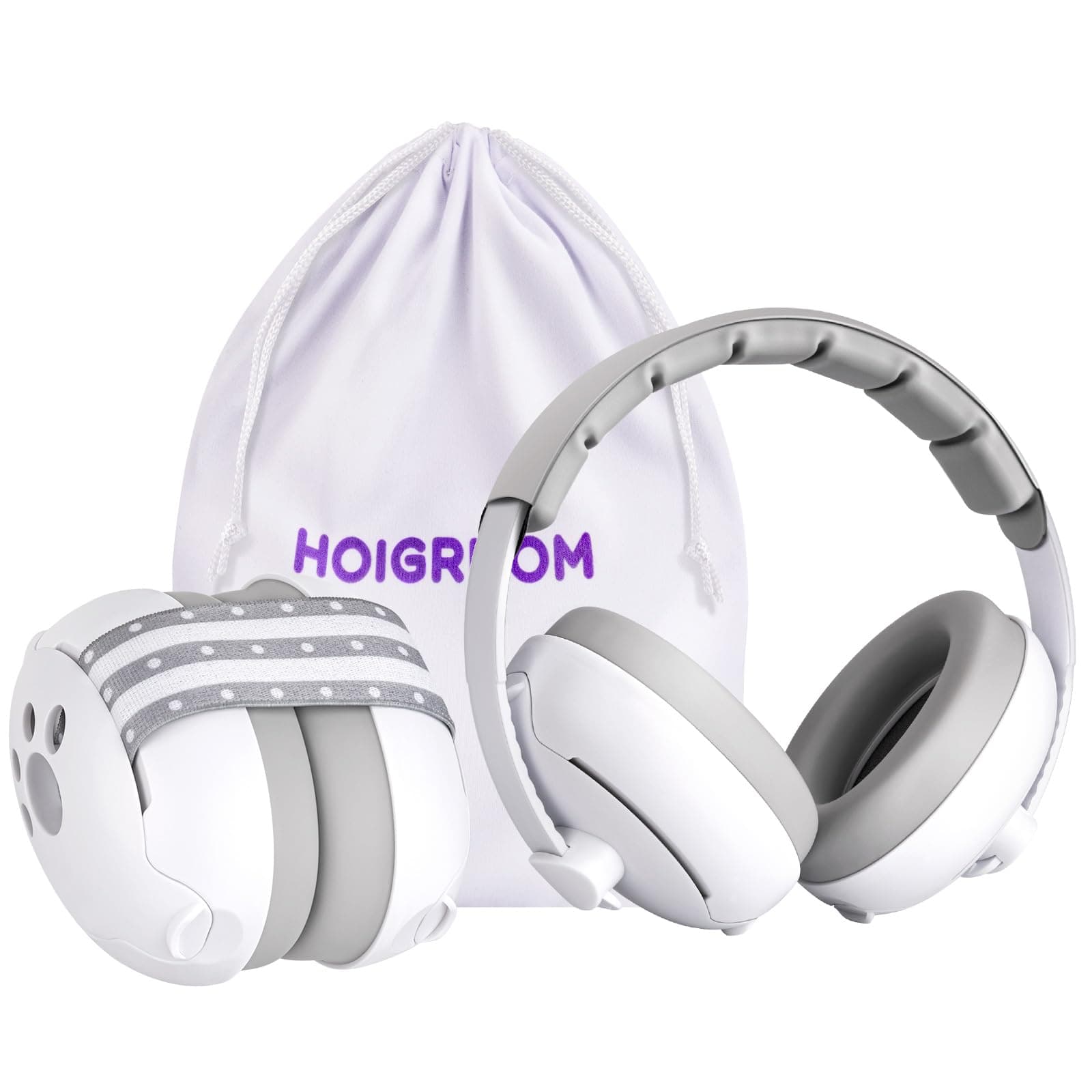 Baby Headphones for Noise, 2-in-1 Baby Ear Muffs Noise Protection - White