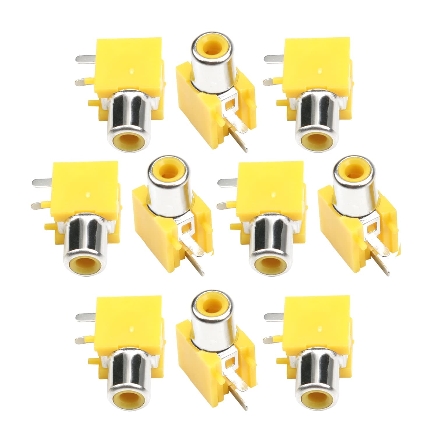 Heyiarbeit 20pcs Lotus Socket RCA Female Panel Mount 2pin Audio Headphone Jack Socket Stereo Connector for Like TV Audio Video Computer Players RCA-101 Yellow Tone