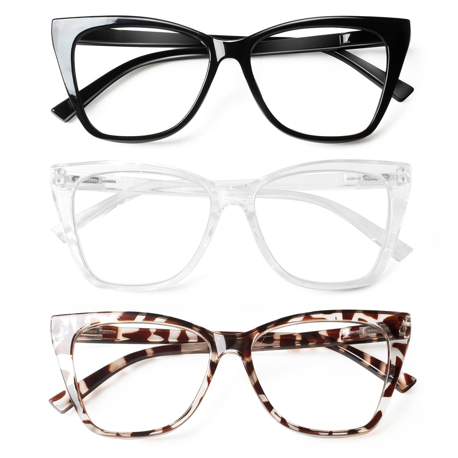ZOECENT Oversized Reading Glasses for Women Stylish Cat Eye Glasses Blue Light Blocking Computer Readers with Spring Hinge (Mix Color-1, 2.25, x)