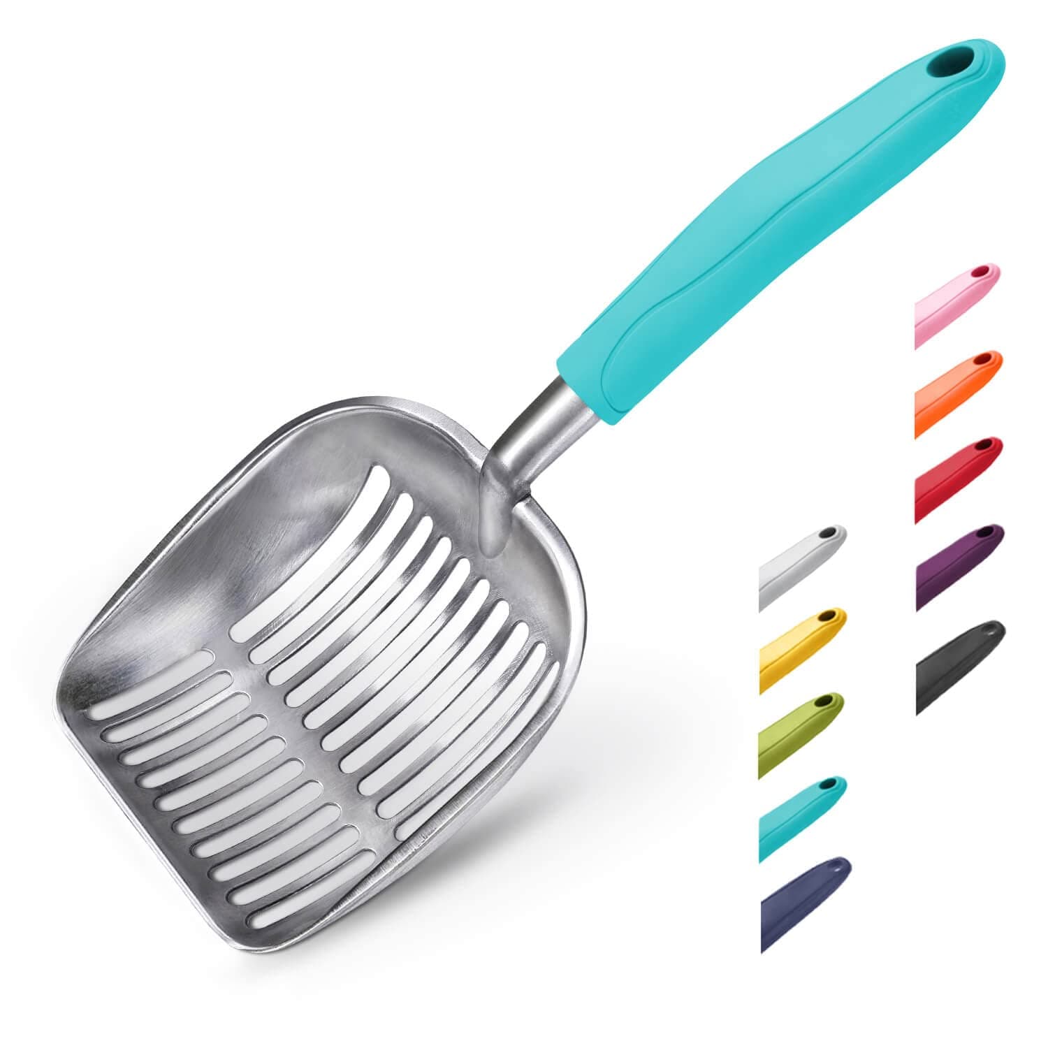 WePet Cat Litter Scoop, Aluminum Alloy Sifter, Kitty Metal Scooper, Deep Shovel, Long Handle, Poop Sifting, Kitten Pooper Lifter, Durable, Heavy Duty, for Litter box