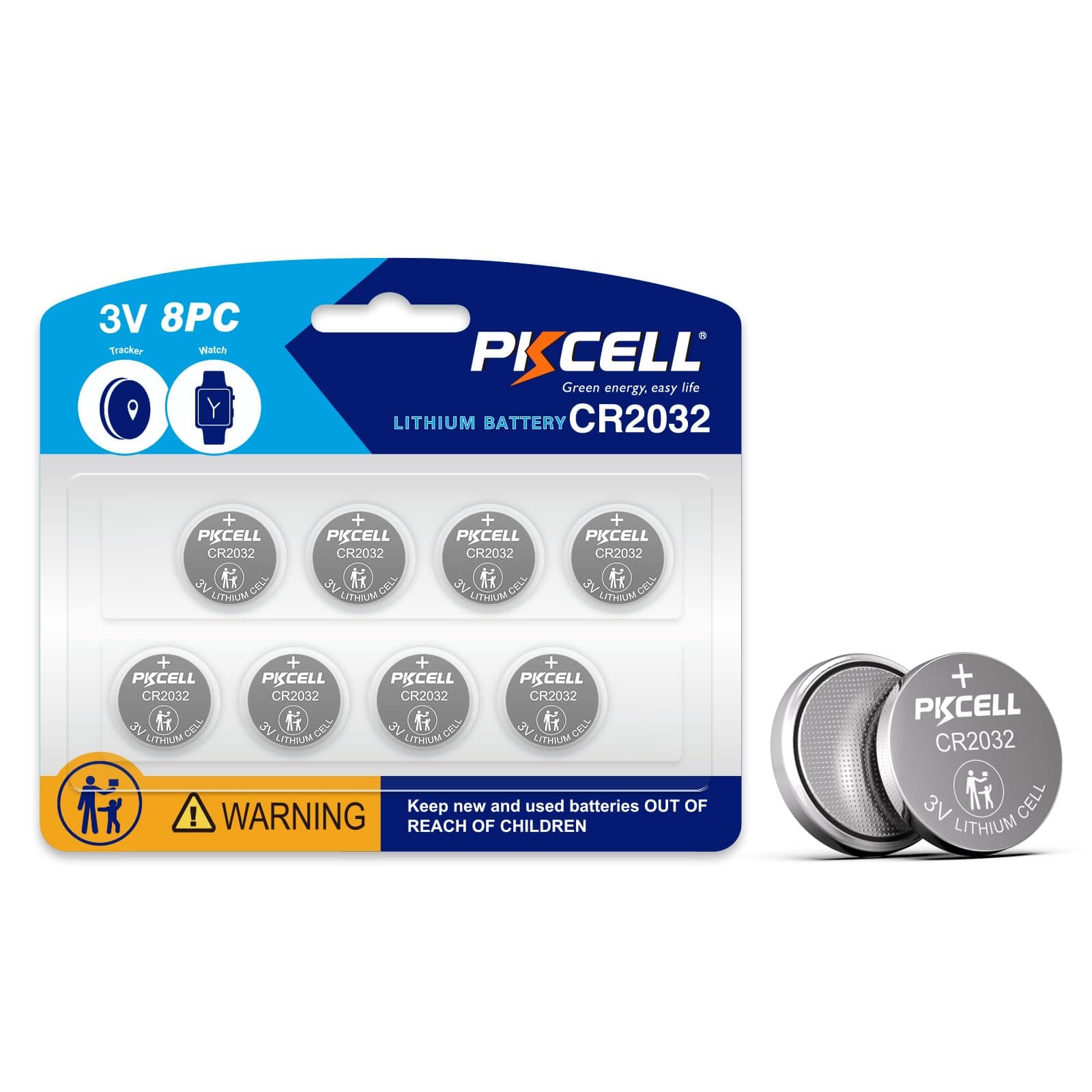 CR2032 3V Button Cell Lithium Battery Battery Coin Cell for Car Keys Scales Dog Collars Garage Door Remote Thermometer (8 Pack)