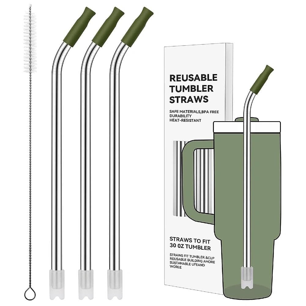 Prurex Bent Metal Straws for Stanley 30oz, Reusable Stainless Steel Straws