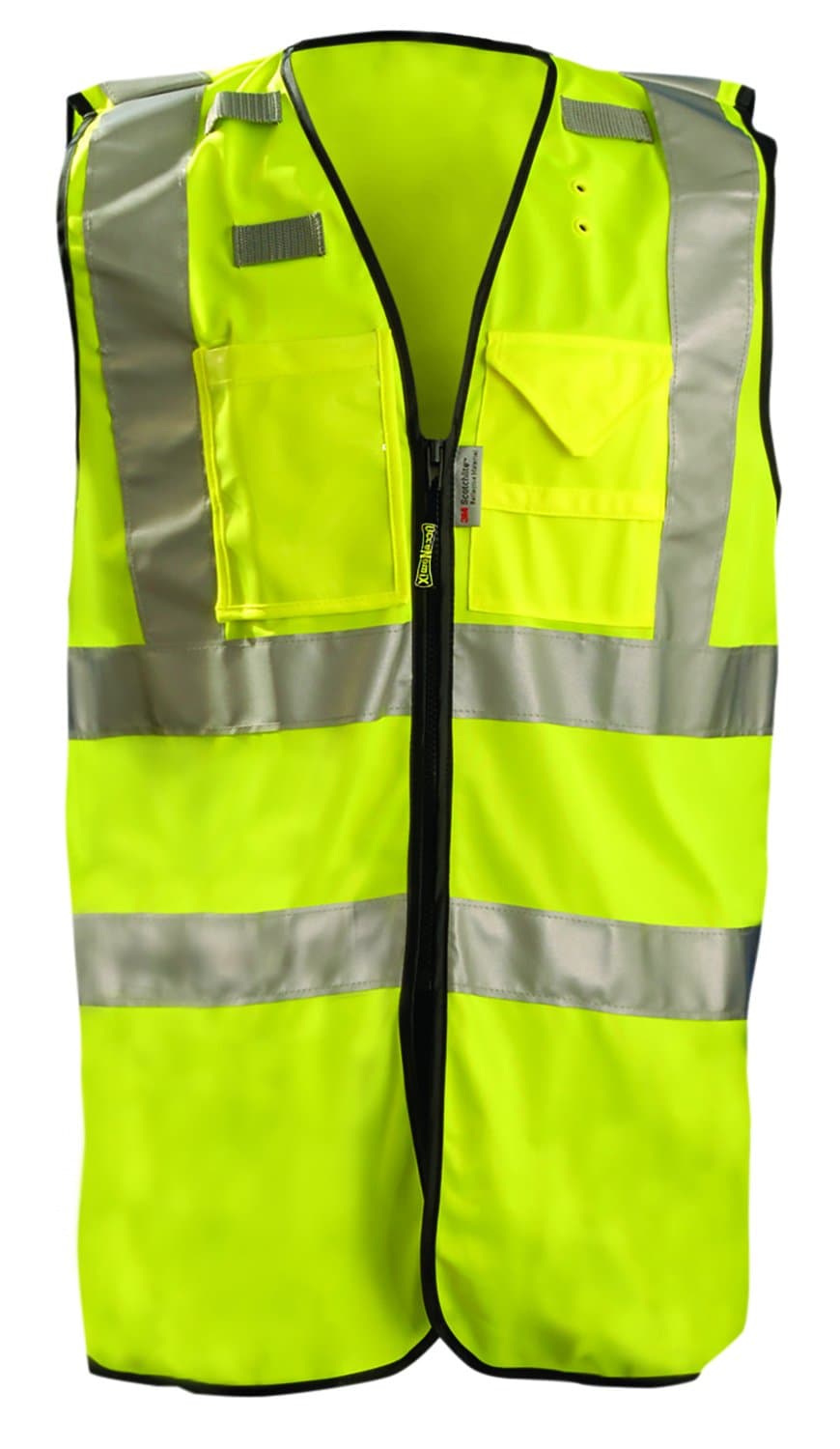 OccuNomix LUX-SSFULLZ-Y2X Dual Stripe Surveyor Vest W/Zipper, Class 2, Capacity, Volume, 100 Percent ANSI Polyester Tricot, 10X-Large, Yellow (