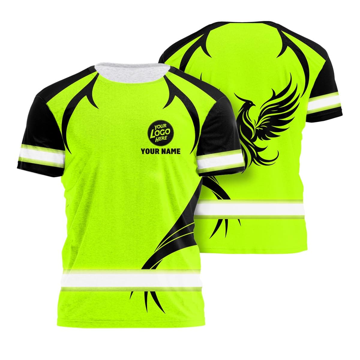 High Visibility Shirt for Company Uniform with Custom Name/Logo, Hi Vis Reflective Green Short Sleeve T Shirts…