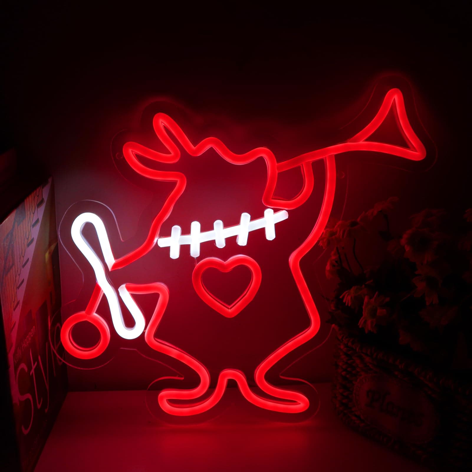 Tiabuy Rabbit Neon Signs Alice in Wonderland, White LED, 12x12 Inch, Acrylic & Silicone, Wall Decor, Gift Decor