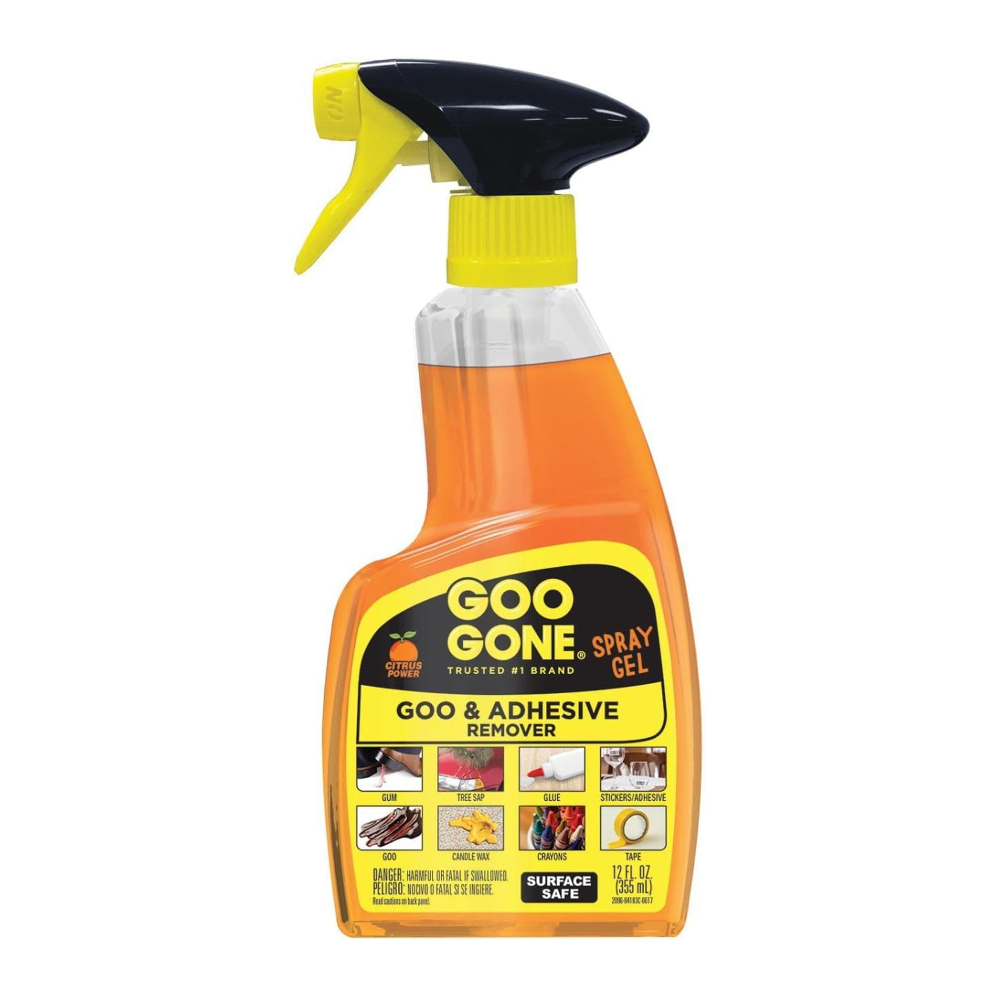 Goo Gone Adhesive Remover Original Spray Gel - Removes Chewing Gum, Grease, Tar, Stickers, Labels, Tape Residue, Oil, Blood, Lipstick, Mascara, Shoe Polish, Crayon - 12 Ounce