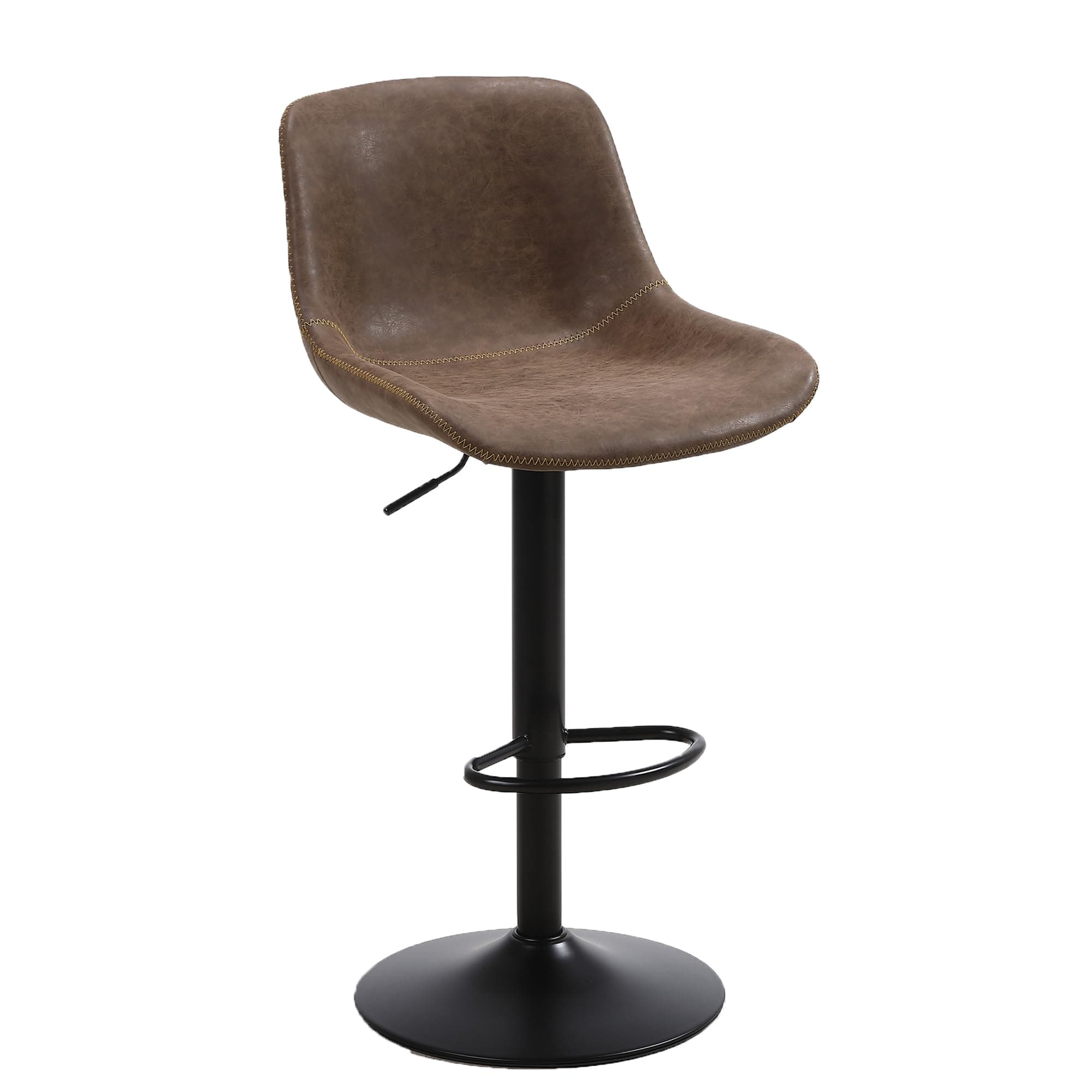 Ermnois Bar Stools, Swivel Counter Height Barstools with Back, Adjustable Modern Bar Chairs, Tall Armless PU Leather Kitchen Island Stool (Brown, Set of 1)