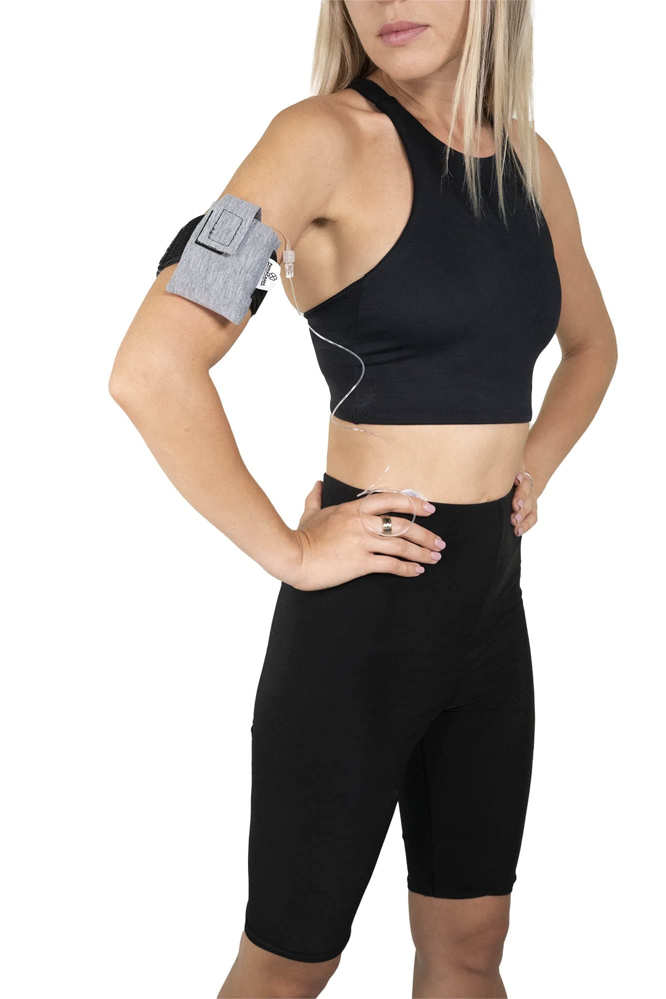 Pumpcases Insulin Pump Holder – Diabetic Insulin Pump Belt – Adjustable Athletic Insulin Pump Case – Compatible with t:Slim/t:Slim X2 – Assembled in The USA – (Heather Gray, S arm)