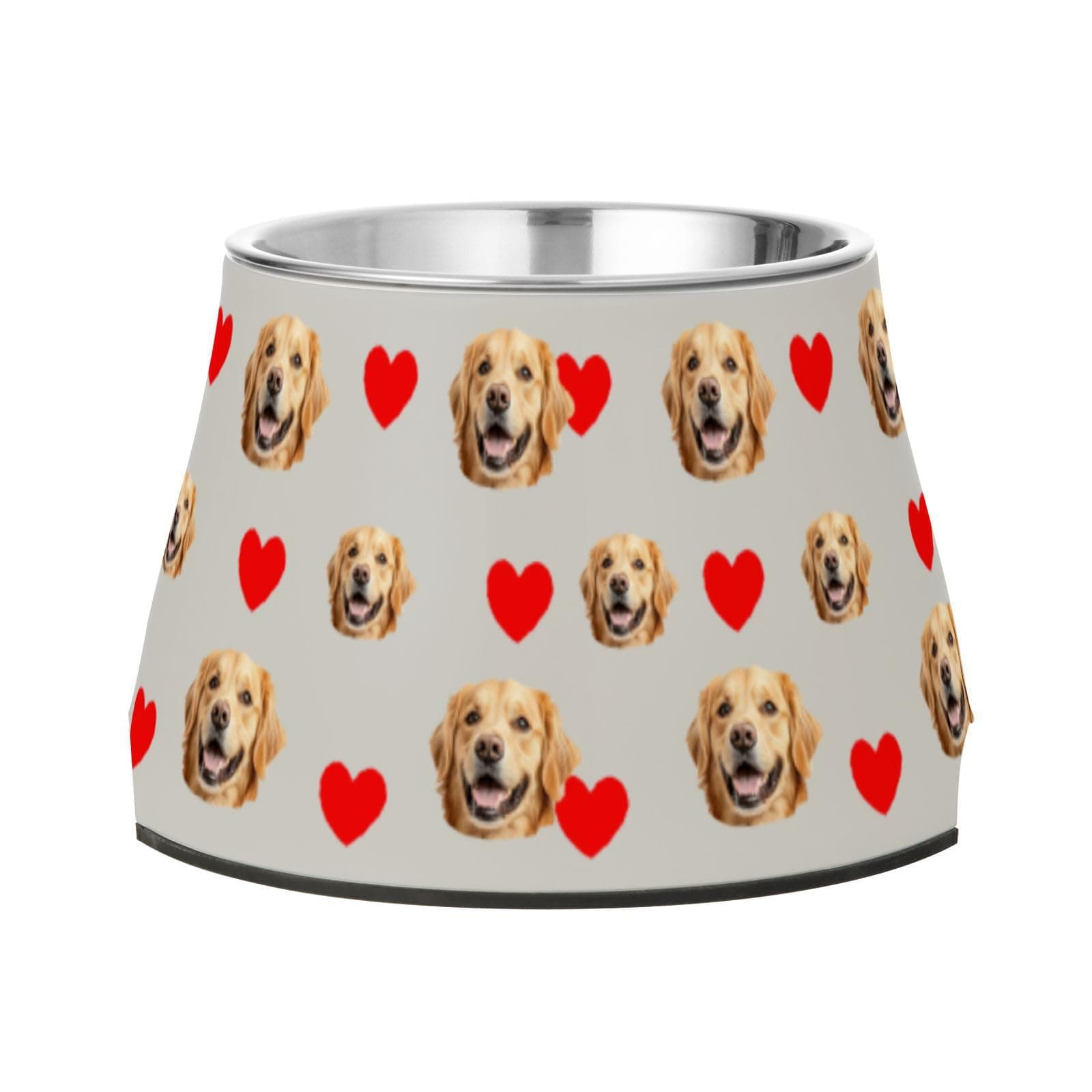 Personalized Dog Bowl with Photo Stainless Steel Custom Cat Bowls Non Slip Pet Lover Gift for Christmas Birthday(Style B)