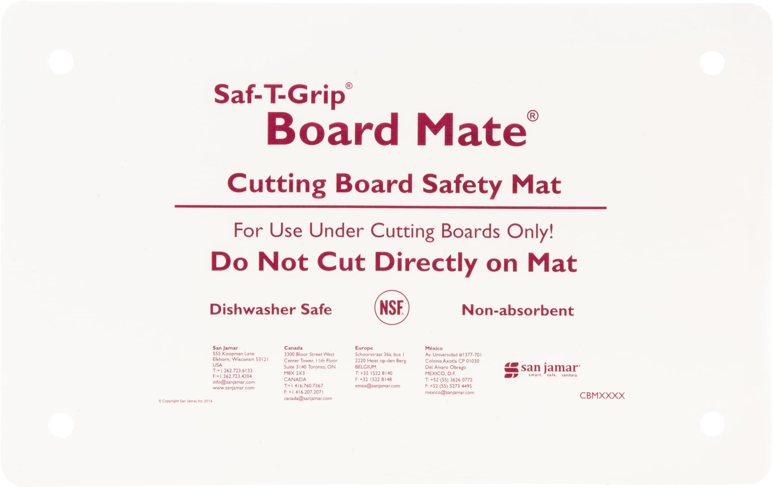 San Jamar CBM1016 Cutting board Matte
