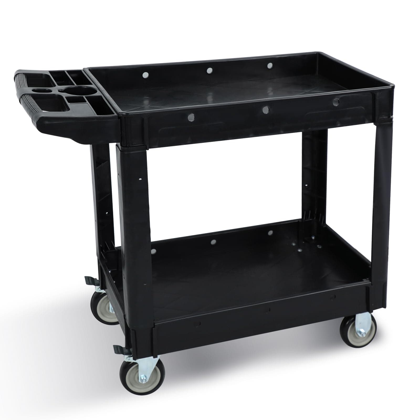 Tooremine Service Utility Plastic Tool Cart, 40 x 17-Inch Rolling Cart Huge Storage W/Deep 2-Shelf Heavy Duty Cart with Wheels,550 lbs Capacity Organizer for Garage,Warehouse,Workshop (Medium)
