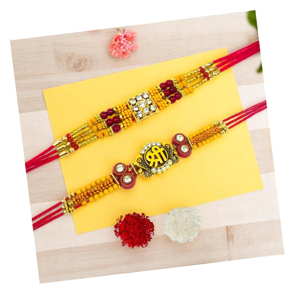 Sesonby Set Of 2 Bhai Bhabhi Rakhi With Roli Chawal Box Packaging Rakhi For Brother kids boys and girls BR#2-7