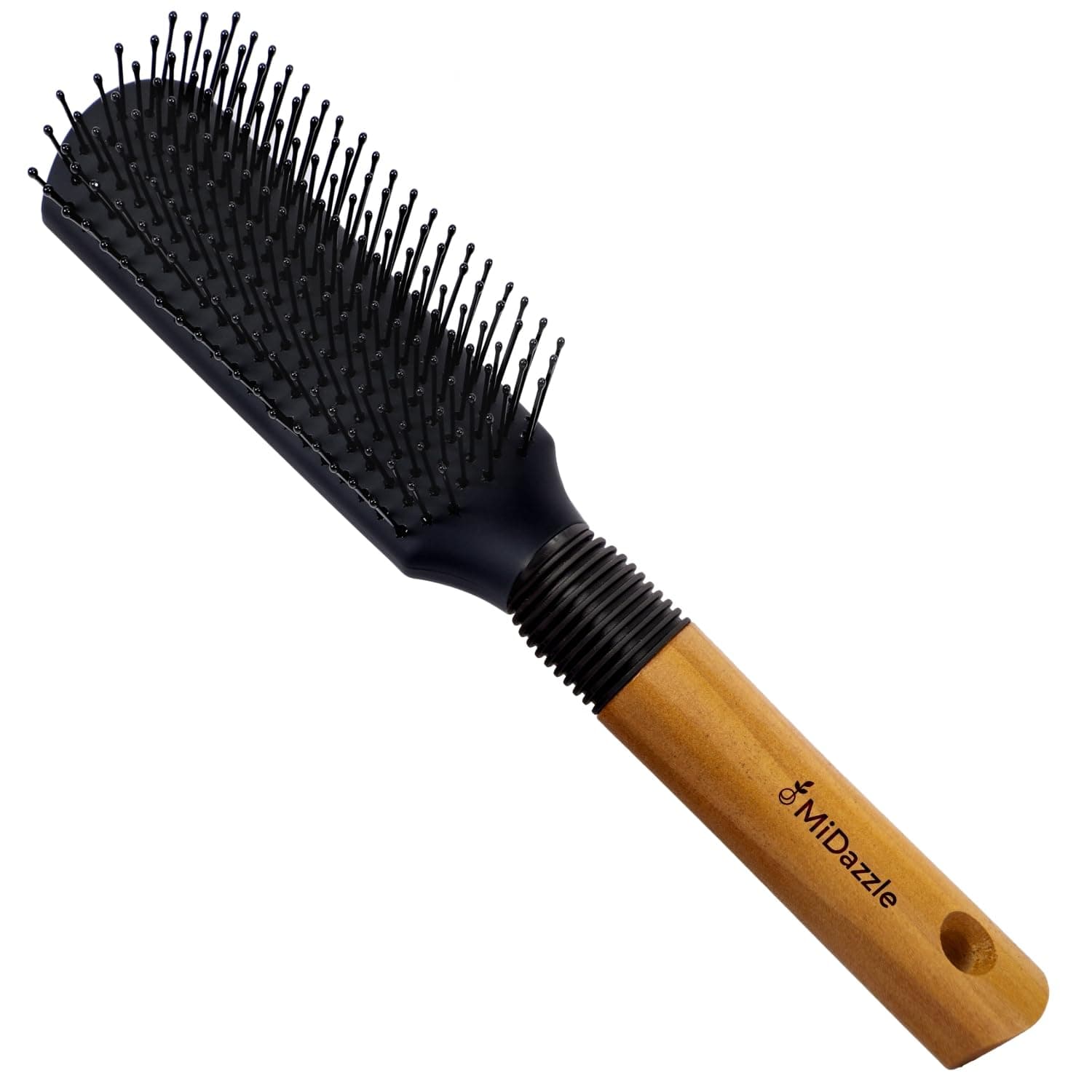 Midazzle Elegant Flat Hair Brush for Men & Women with Refined Wooden Handle | Ultimate Hair Brush for Smooth, Tangle-Free Hair (MIHB0036)