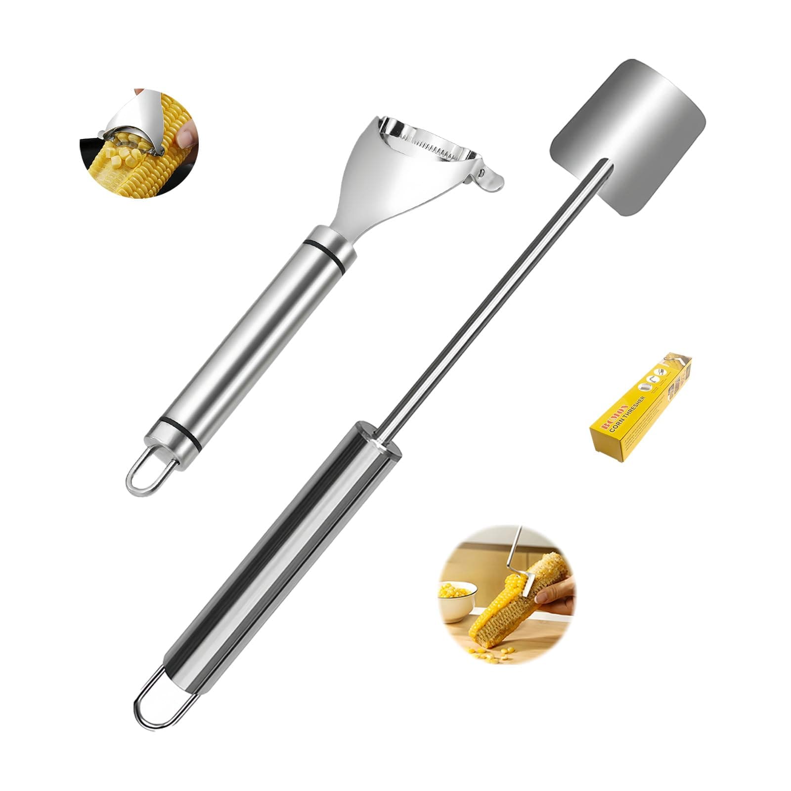 2 Pcs Stainless Steel Corn Peeler and Stripper Tool Set, Ideal Gadget Tool for corn on the cob BCMON