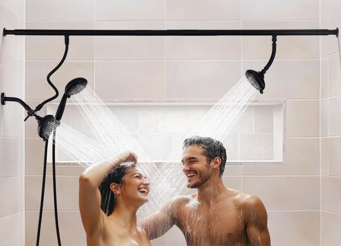 V-Frankness Tandem Shower Head for Couples High Pressure (Matte Black)