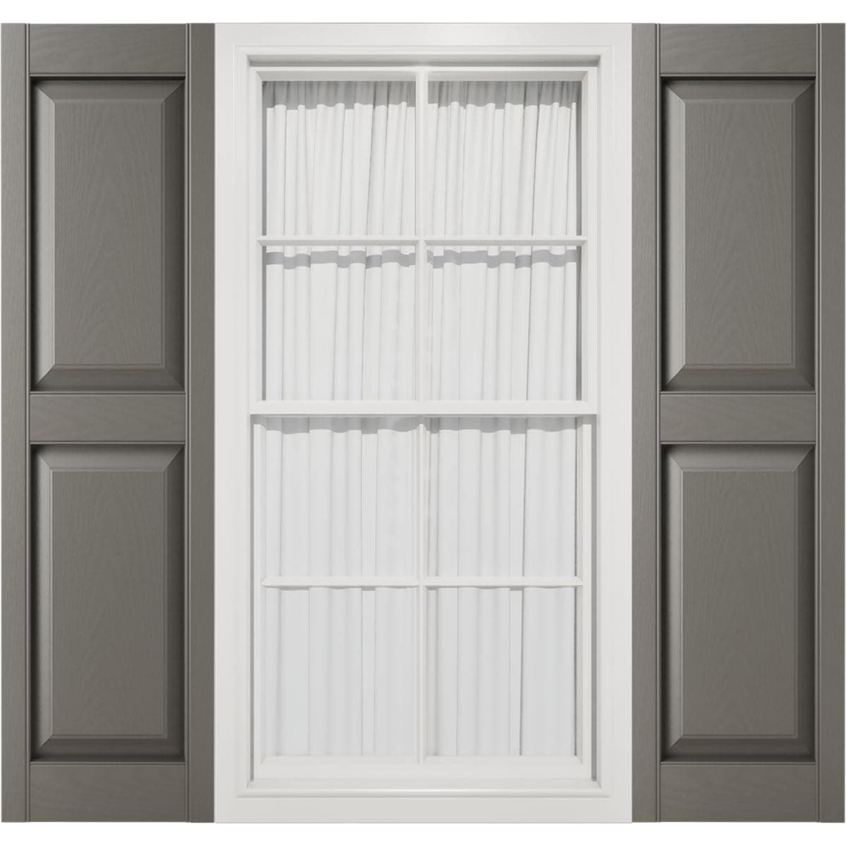 12"W x 44"H Mid-America Vinyl, TailorMade Two Equal Panels, Raised Panel Shutters, w/Installation Shutter-Lok's (Per Pair), 018 - Tuxedo Grey
