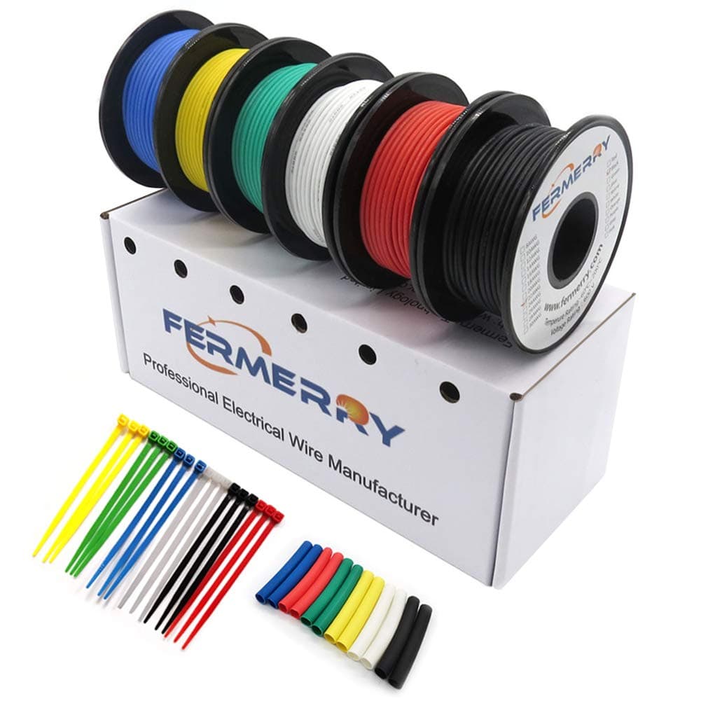 Fermerry 18 Gauge Wire Silicone Electrical Wire Kit 6 Colors 10ft Each