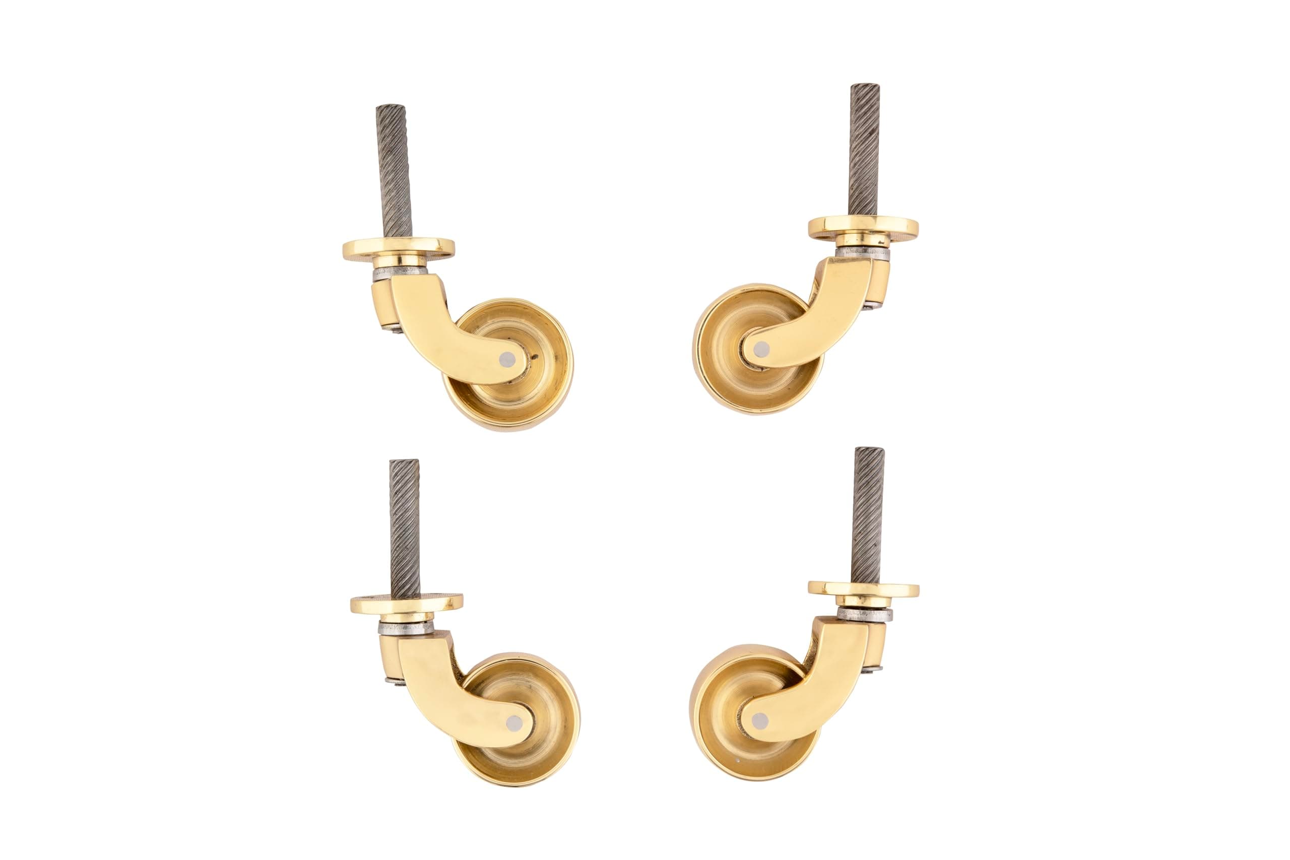 STALLION HARDWARE Polish Brass Caster Wheels 1 1/4 Inch Wheel Diameter Heavy-Duty Furniture Casters, Set of 4