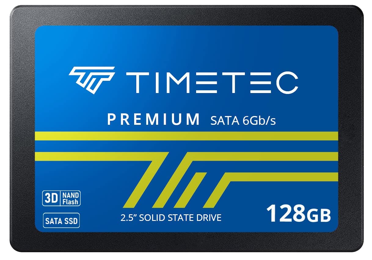Timetec 128GB SSD 3D NAND SATA III 6Gb/s 2.5 Inch 7mm (0.28") Read Speed Up to 550 MB/s SLC Cache Performance Boost Internal Solid State Drive for PC Computer Desktop and Laptop (128GB)