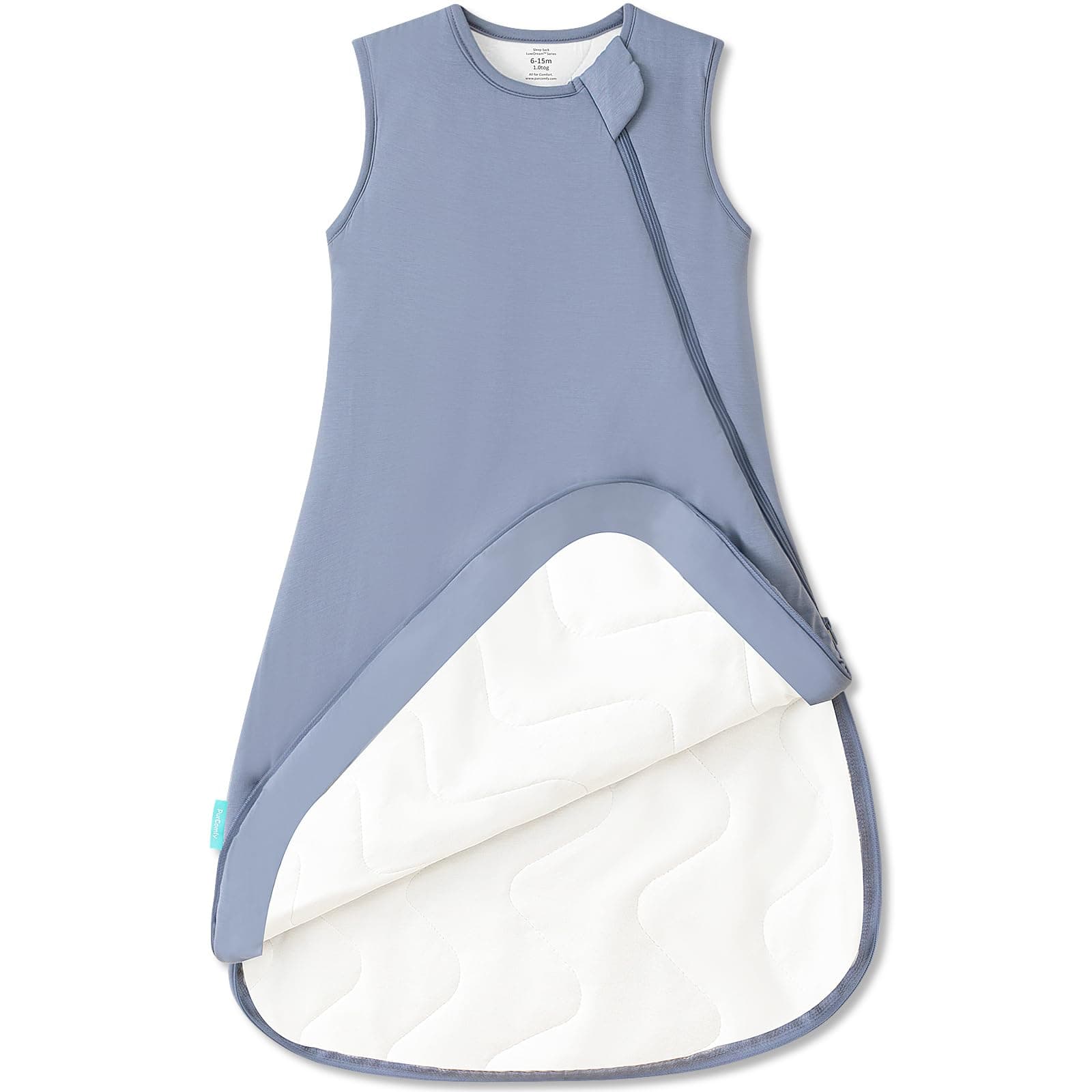 PurComfy Supersoft Sleep Sack 1.0 TOG, Premium Bamboo Viscose Baby Sleeping Bag, 2-Way Safe Zipper Sleep Sacks 3-6 Months (Whale)