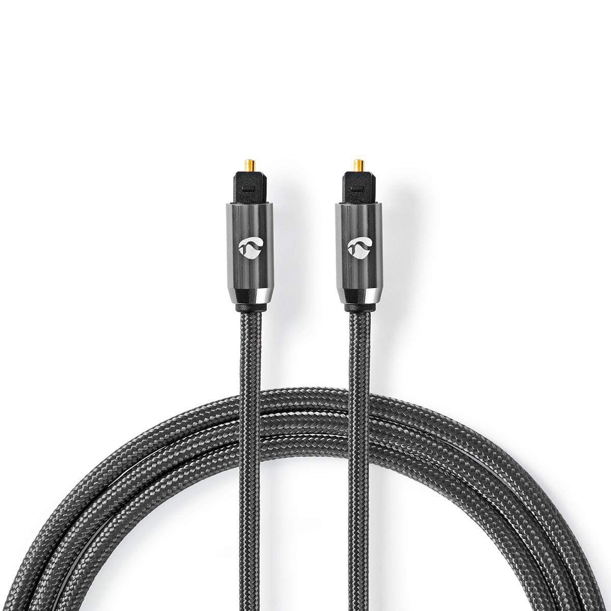 Nedis Digital Audio Cable, TosLink Male - TosLink Male, Gun Metal Grey, Braided Cable