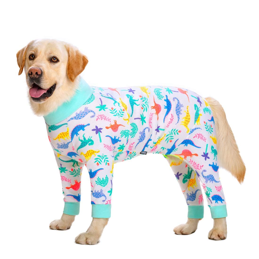 Dog Pajamas Jumpsuit for Medium Large Dogs,Lightweight Dog Pjs Clothes Apparel Onesies,Shirt for Large Size Dogs After Surgery, Full Belly (38 (Chest 42.52'',Back Length 27.95''), White)