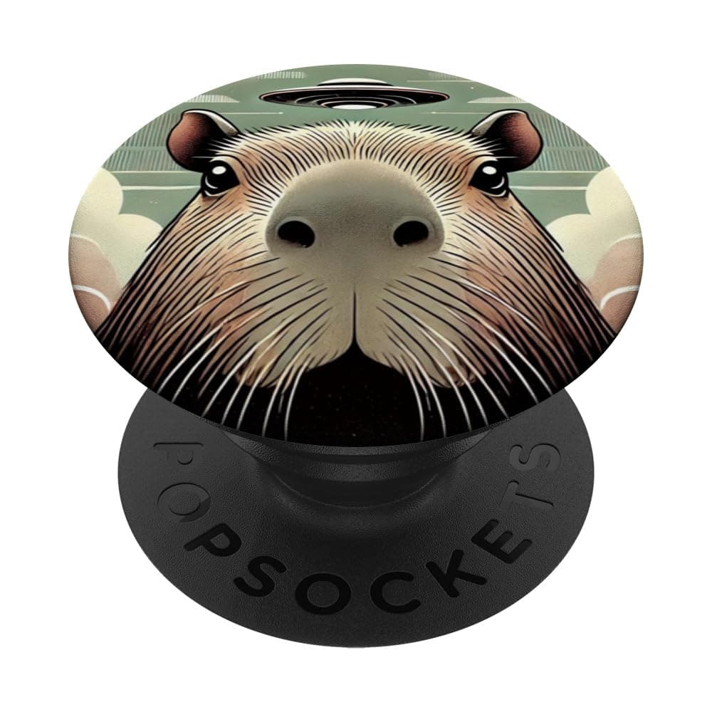 Capybara Abduction, Funny Rodent Capybara UFO PopSockets Adhesive PopGrip