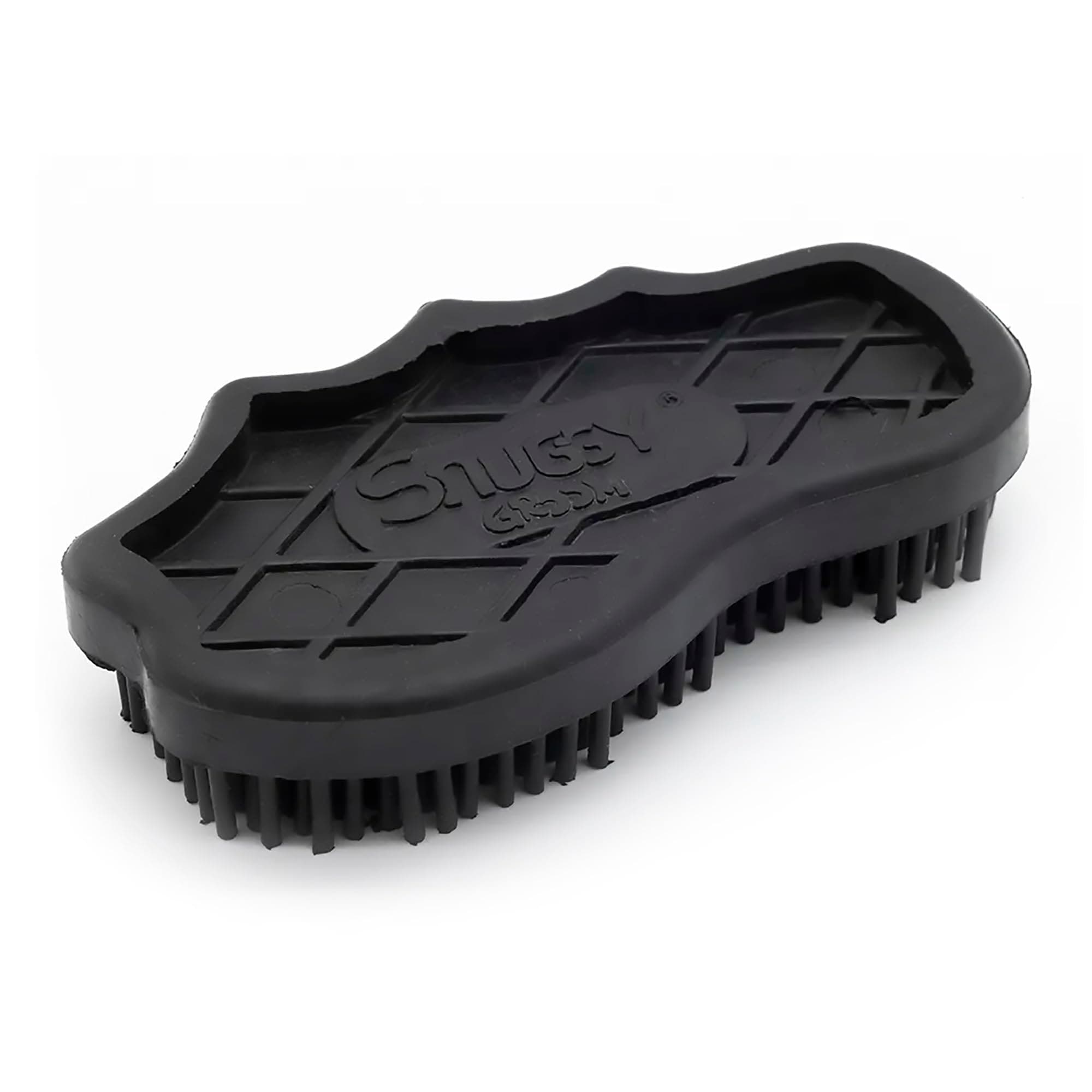 Grewal Equestrian Snuggy Groomer Soft Teeth Rubber Groomer Curry (Black)