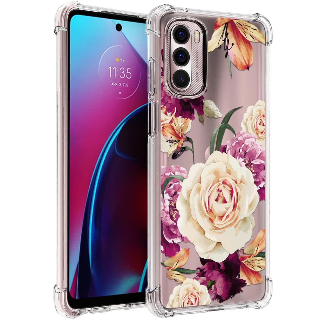 Osophter for Moto G Stylus 2022 Case Flower Floral for Girls Women Shock-Absorption Flexible TPU Rubber Phone Cover for Motorola Moto G Stylus 2022(Purple Flower)