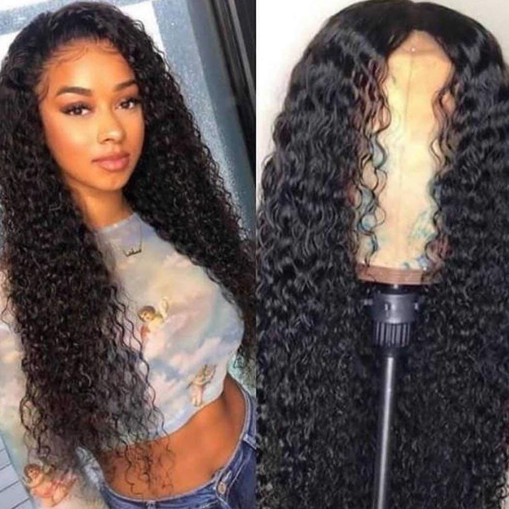 Deep Curly Wig for Women 19 6 Inch Heat Synthetic Hair Wig with Bangs 120 Density Soft Comfortable Afro Kinky Curly Wig Fit for Daily Wear Special