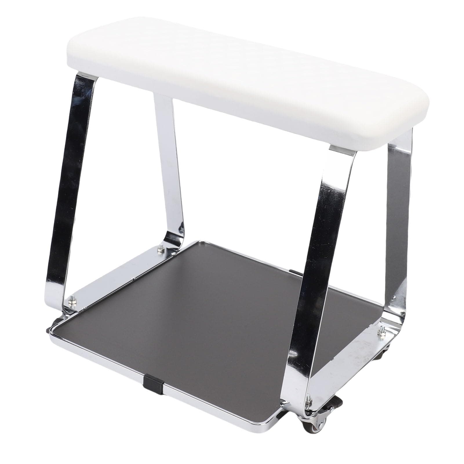 Foot Bath Cart with Foot Rest Movable Pedicure Trolley for Nail Salons Spas Stainless Steel Frame Large Tray 360 Wheels Easy