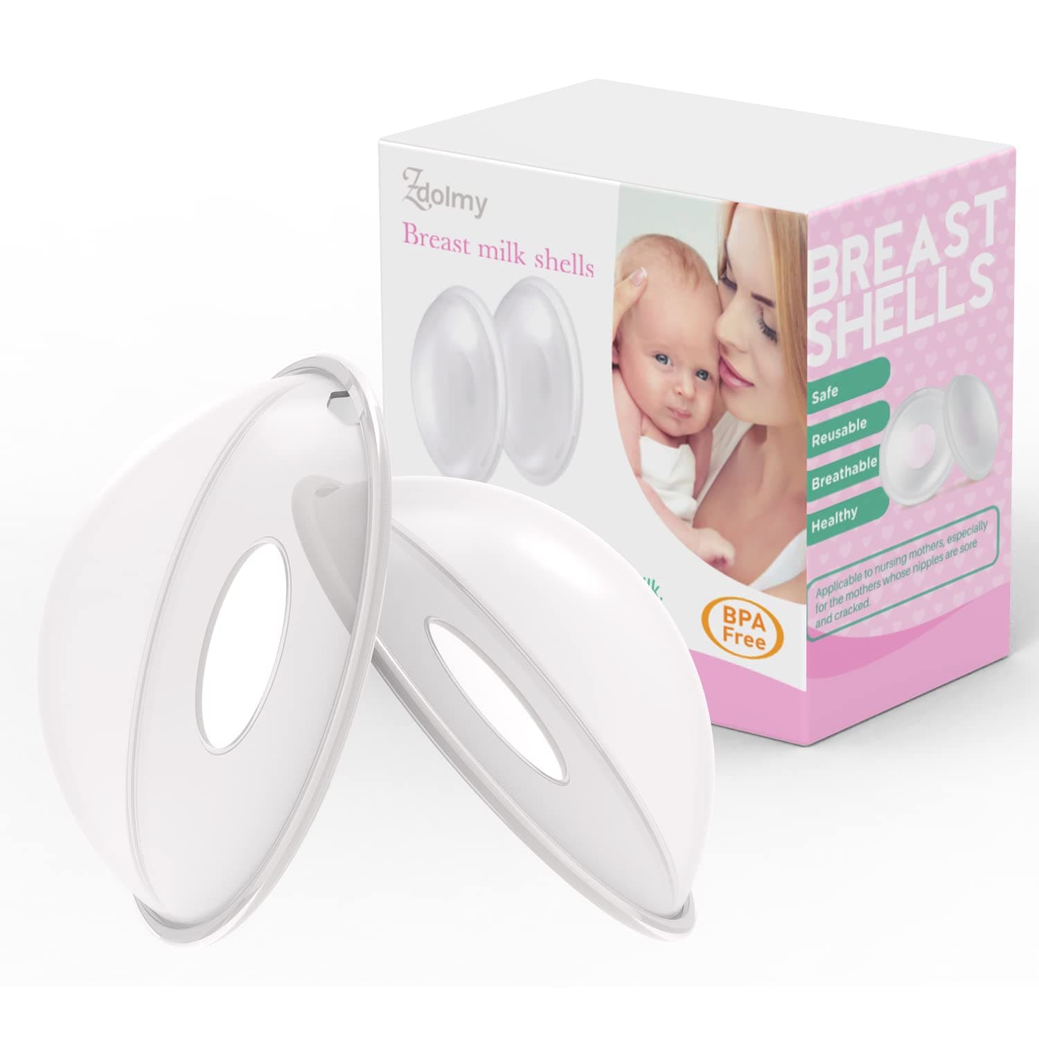 Youbaby Breast Shells Nursing Cups Milk Saver Protect Sore Nipples for Breastfeeding Collect Breastmilk for Nursing Moms Soft and Flexible Silicone Material Reusable 2-pack