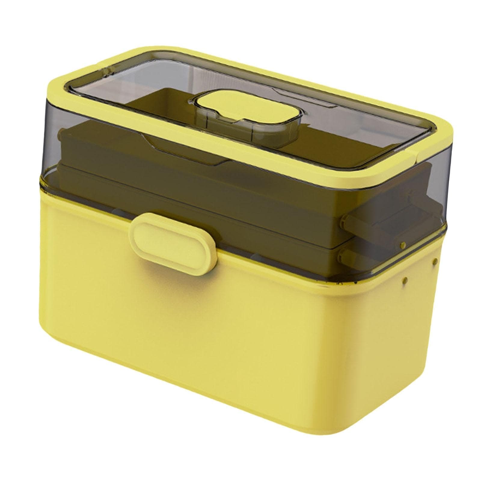 Ysyqkn Medicine Box Storage Container Lidded Multipurpose Practical Multi Layer Art Crafts Case Family First Aid Box for Drom Car, Yellow Green