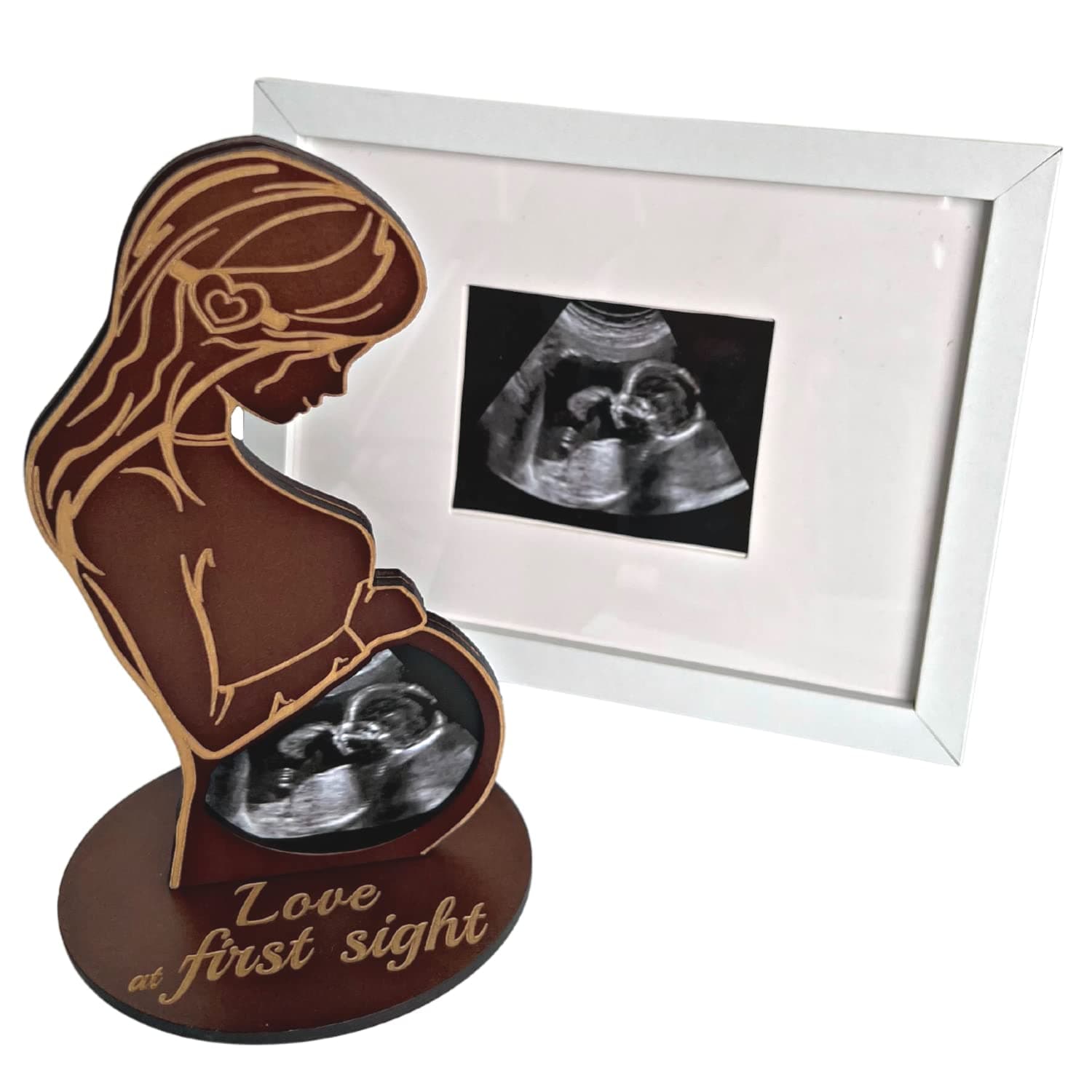 Heart's Sign Ultrasound Picture Frames Bundle - Pregnant Mom Gifts Ideas | First Time Mom Gift Sonogram Picture Frame | Mom to be Gifts for 1st Time Mom Baby Photo Frame