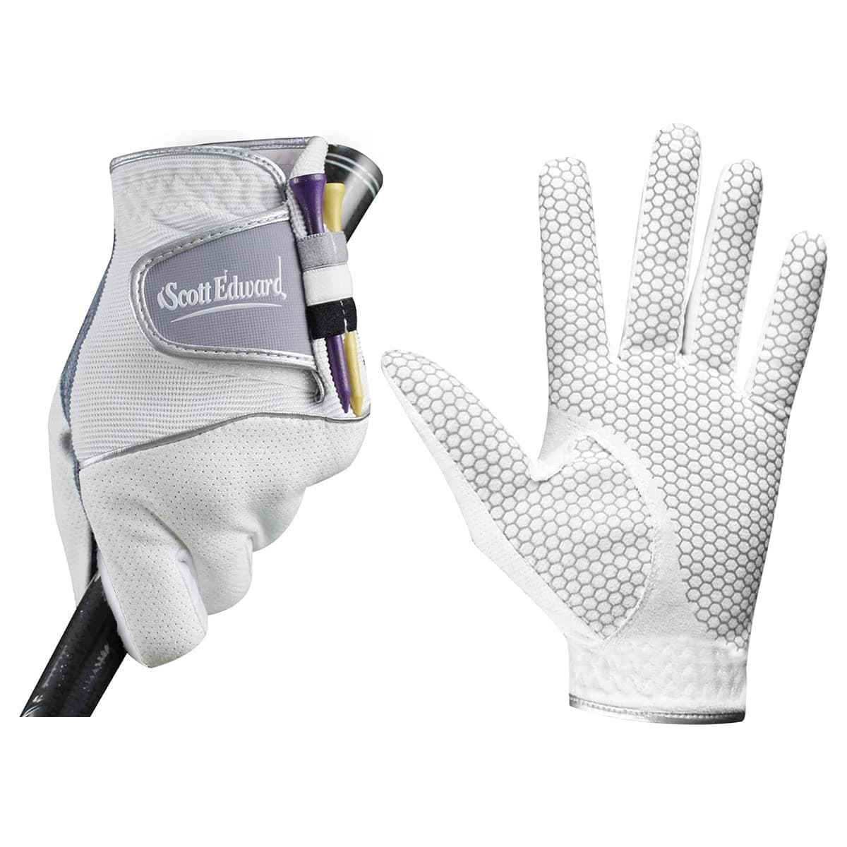 Scott Edward Mens Golf Glove, No-Slip, Breathable, Soft, Washable, Worn on Left Hand, Dark Blue Palm