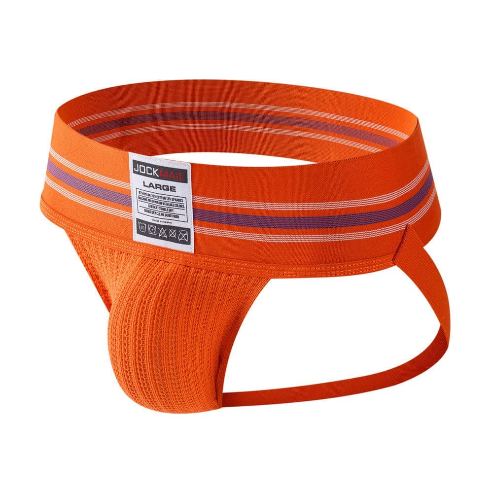 JOCKMAIL Mens Wide Belt Jockstrap Underwear Jock Straps Male Athletic Supporters Men Sport Underwear (UK, Alpha, XL, Regular, Regular, Orange)