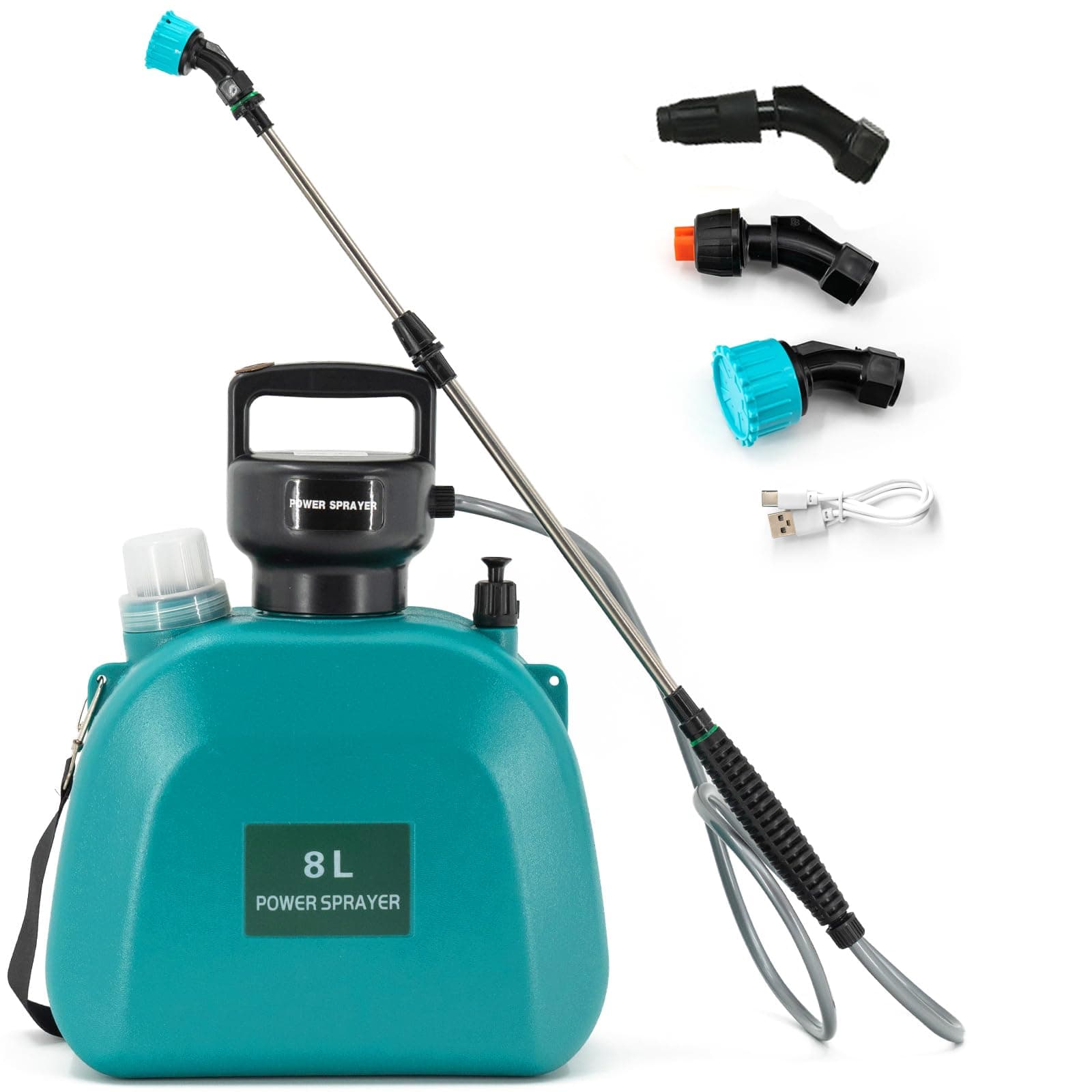 Yawindeo Electric Garden Sprayer, 2Gallon 8L Large Capacity Automatic Spray Bottle,Powerful Continuous Water Spraying, with 3 Rotatable Mist Nozzles and Adjustable Shoulder Strap for Lawn (Green)